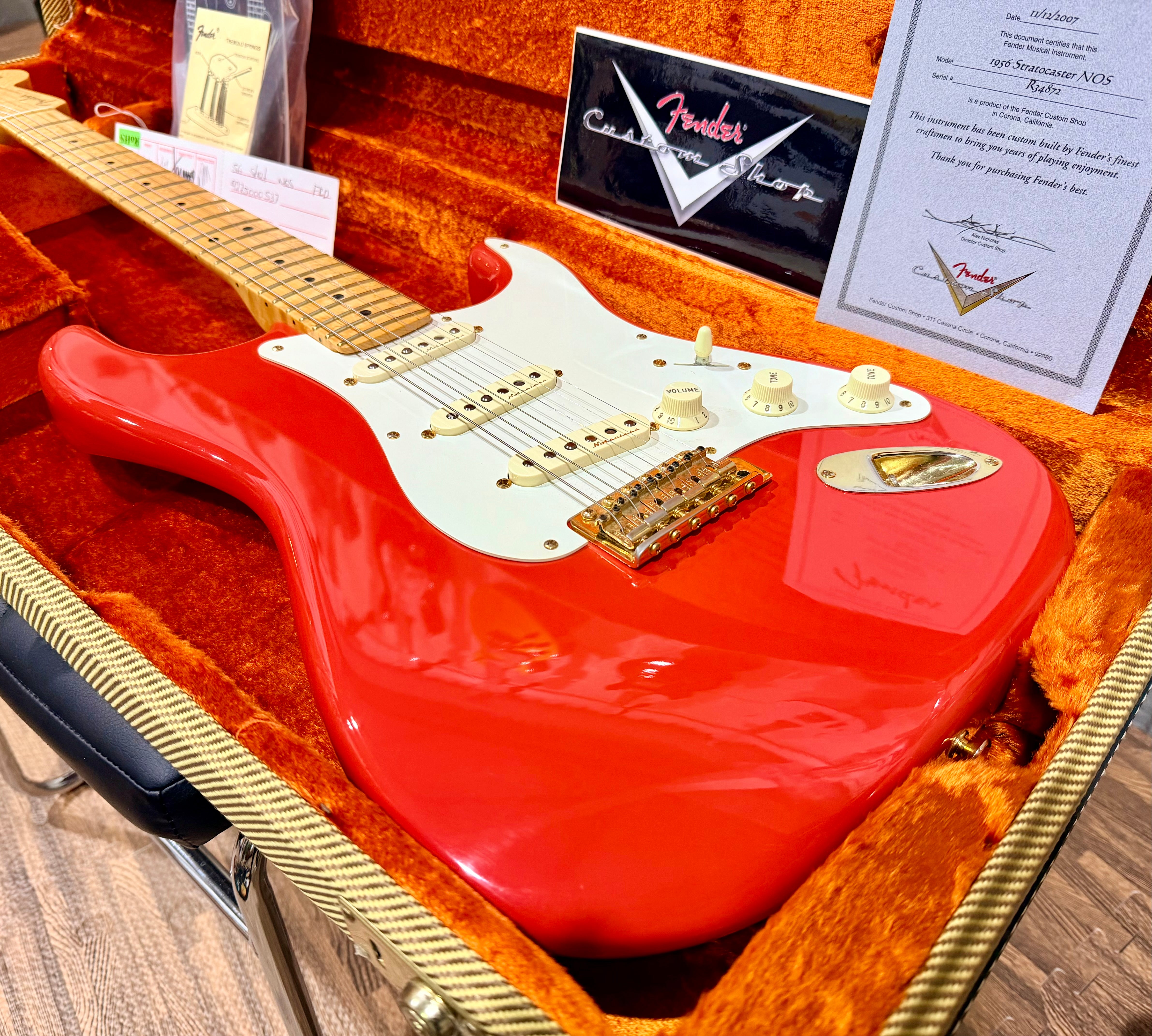 🌟2007🌟 Fender USA Custom Shop 1956 NOS Stratocaster Fiesta Red & Gold~ Maple!