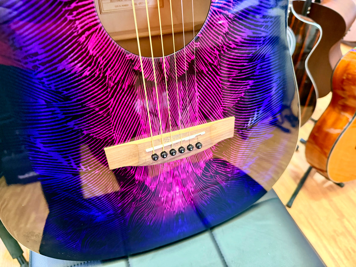 2021 Lindo Swallow Electro-Acoustic Dreadnought Guitar~ Purple/Pink Graphic!