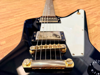⚡️2001⚡️ Epiphone ‘58 Explorer Black~ Korean Made 1958 ~ Gold Hardware~ Unsung MIK!