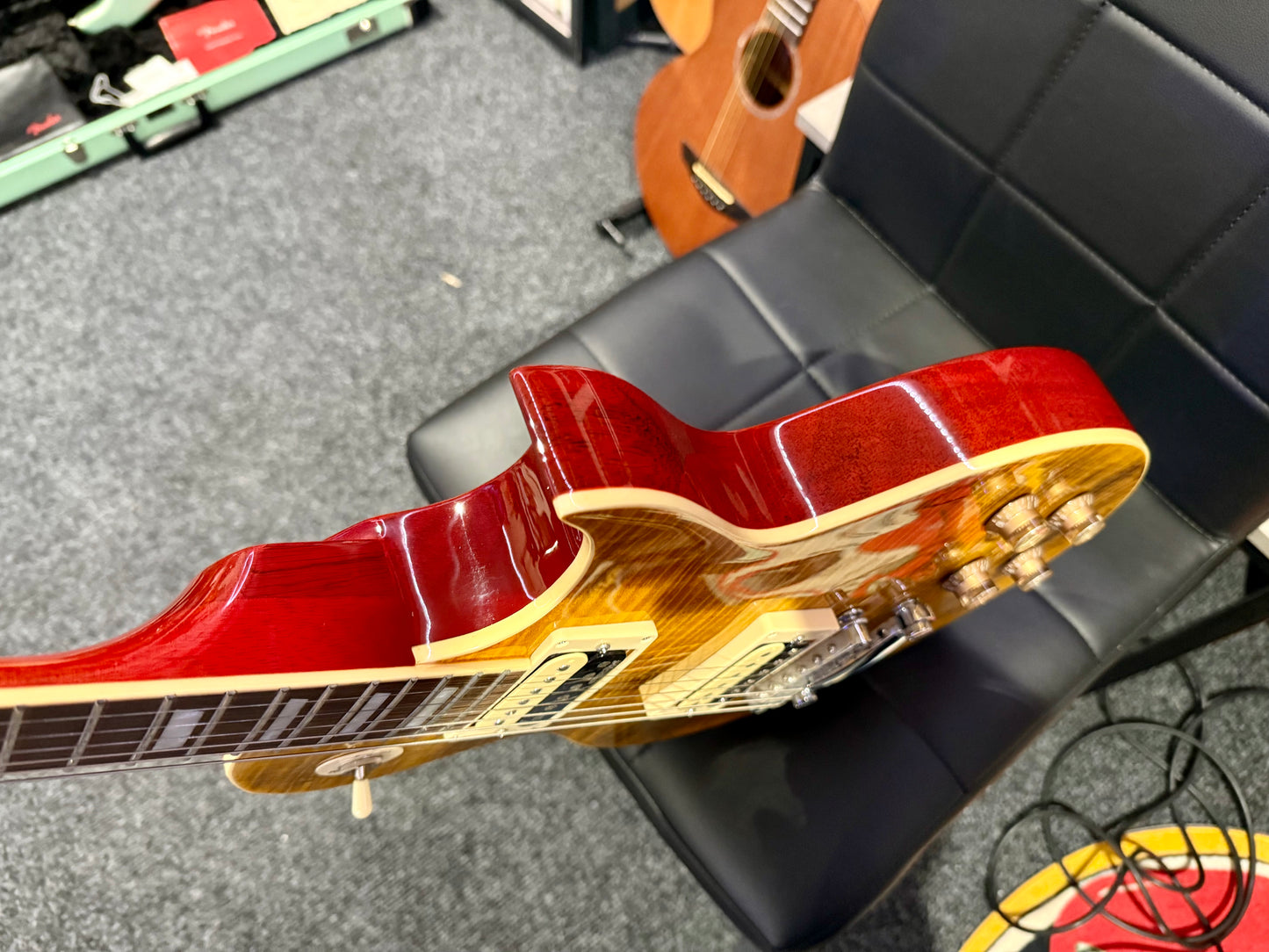 🌟MINT🌟 Vintage V100AFD Flamed Amber Paradise Electric Guitar~ Slash Les Paul!