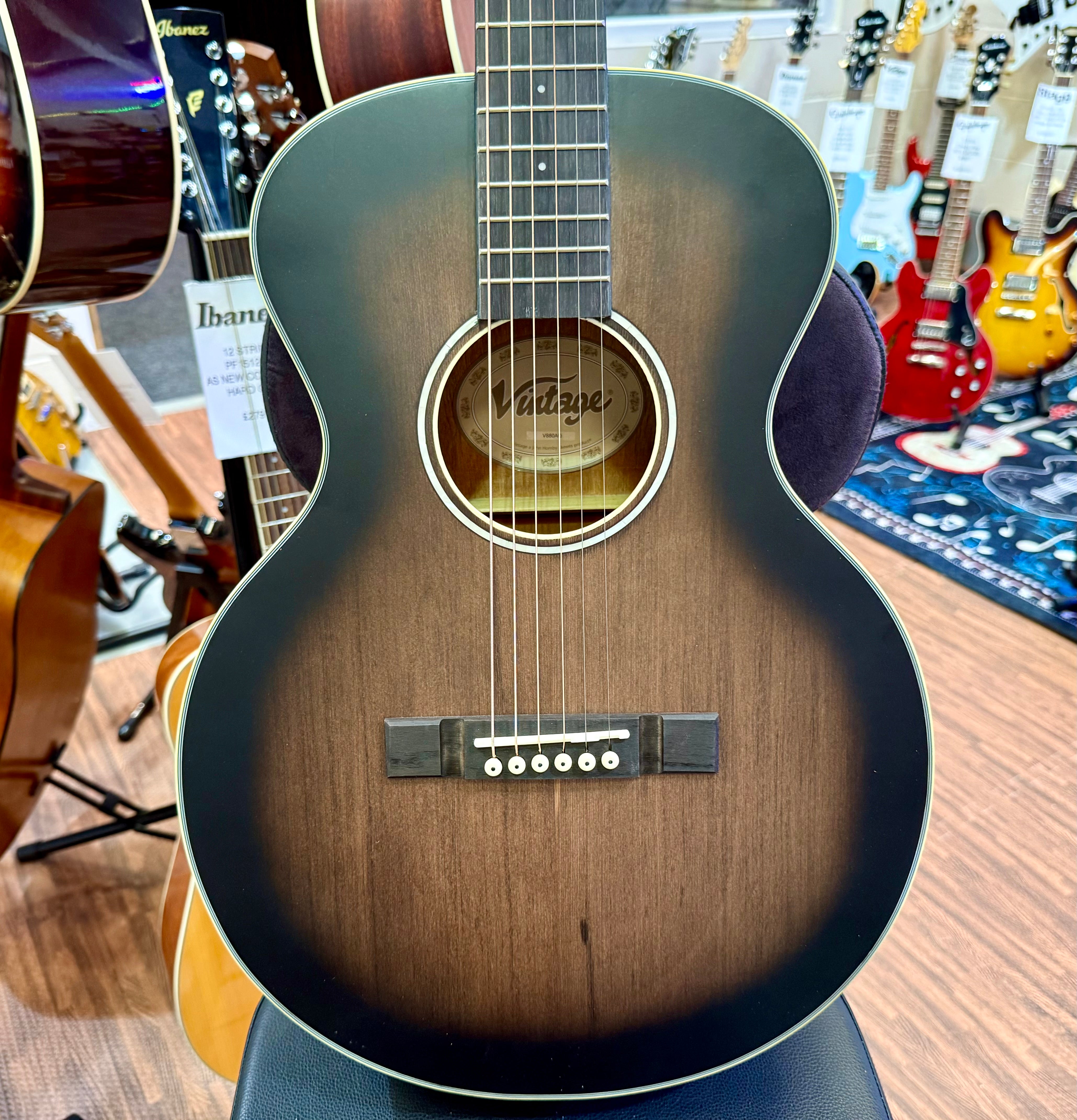 🌟NEW FOR 2025🌟 Vintage Historic Series 'Parlour' Acoustic Guitar ~ Aged Finish