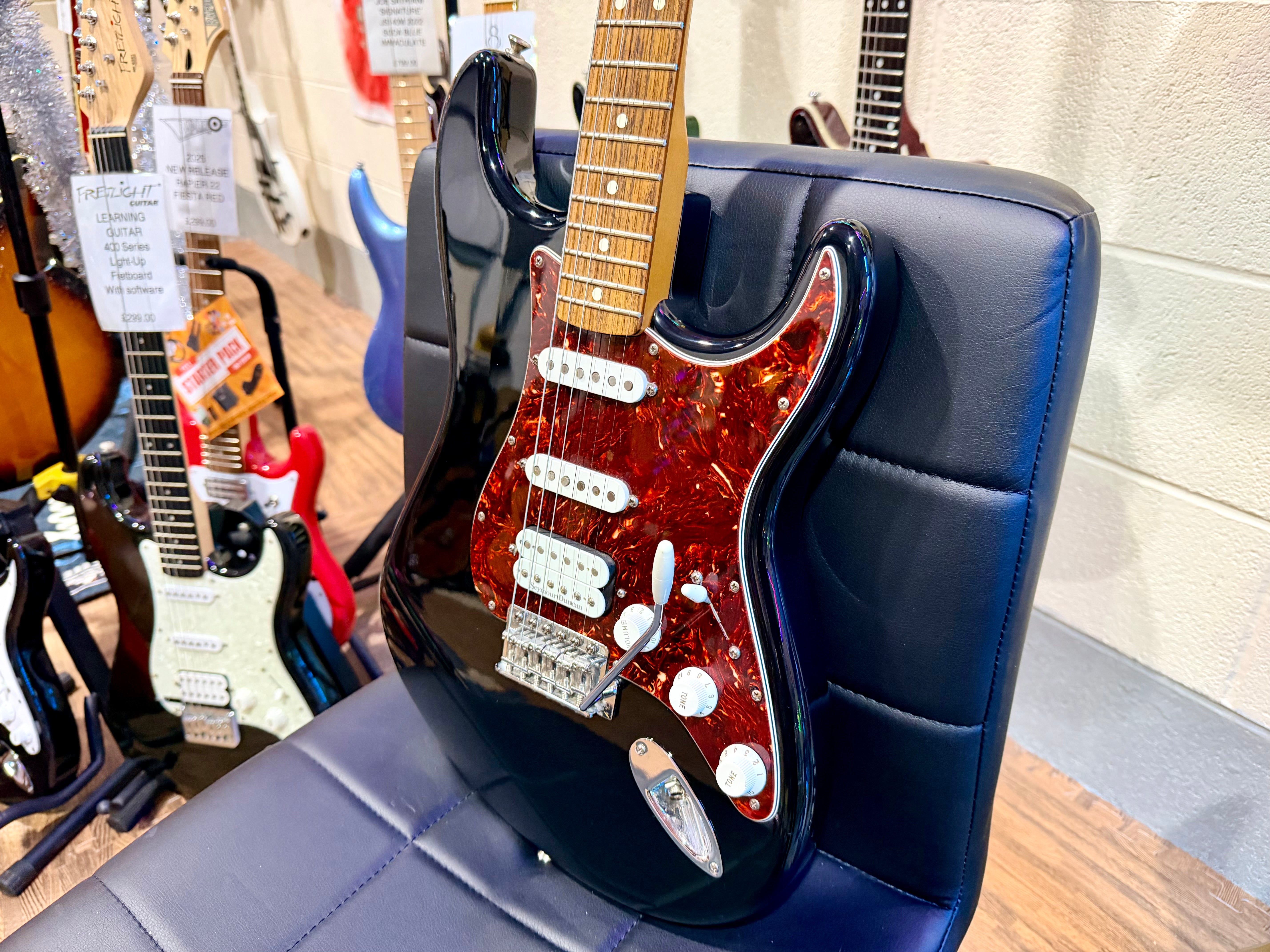 ⭐2008⭐ Fender Deluxe Lonestar Stratocaster~ HSS~ Black~ Mexican~ Seymour Duncan