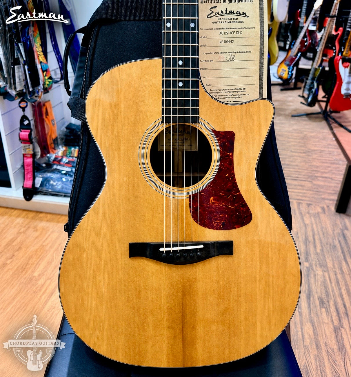 ✨MINT✨ 2024 Eastman AC122-1CE DLX Deluxe Electro Acoustic Guitar~ Natural + Bag!