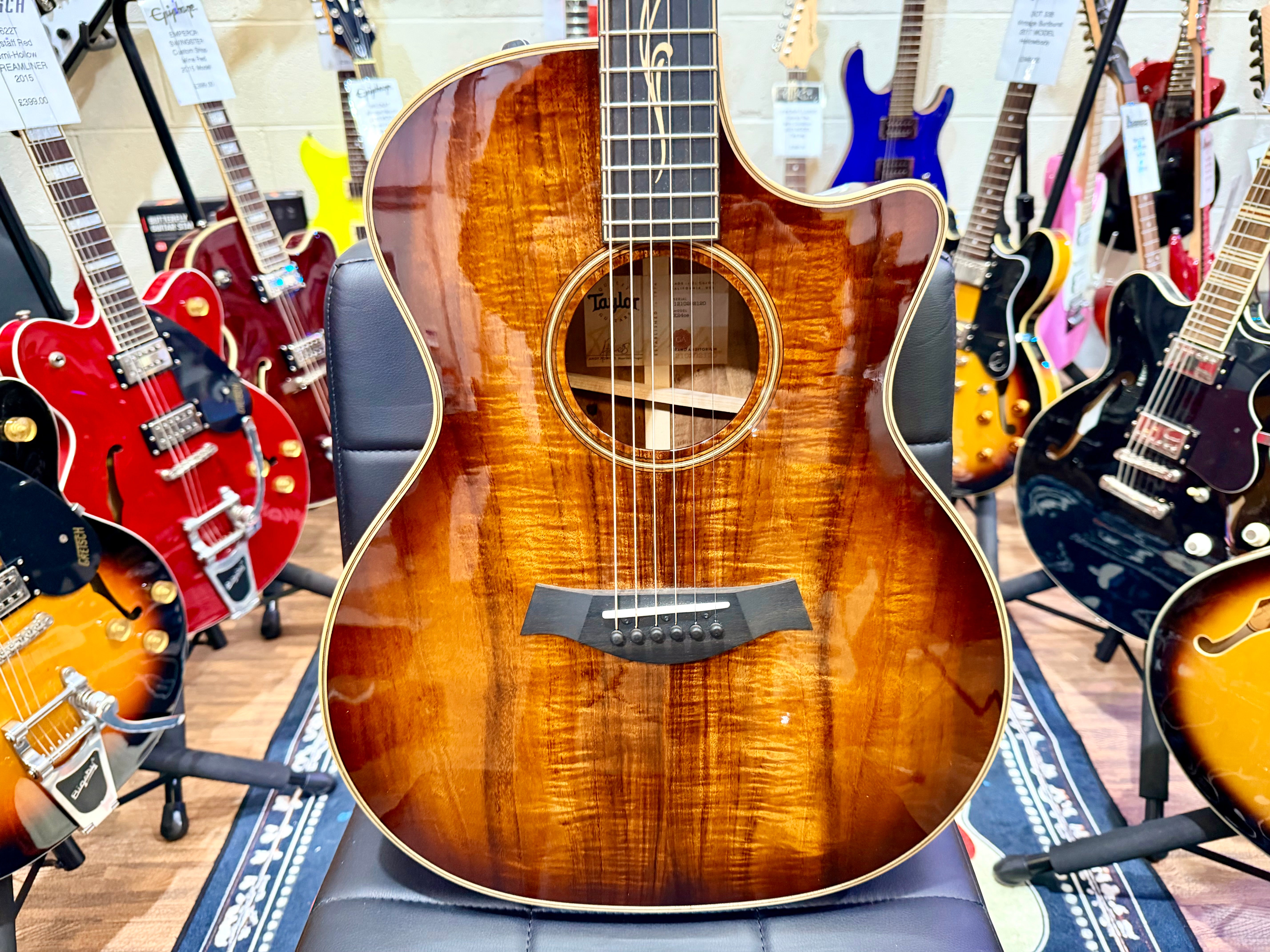 🔥HAWAIIAN KOA🔥 2022 Taylor K24ce~ V-Class~ Shaded Edgeburst~ USA + Hard Case!