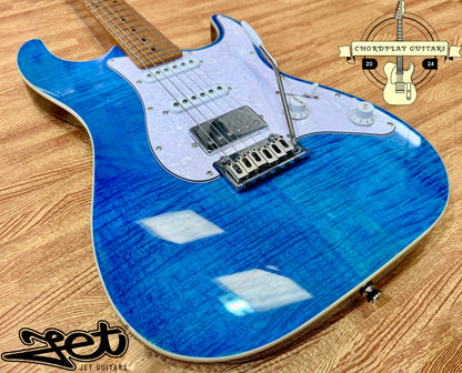 ⚡️NEW⚡️ JET JS-450 Flamed Ocean Blue Electric Guitar~ HSS Flame Top Strat~ 2026!