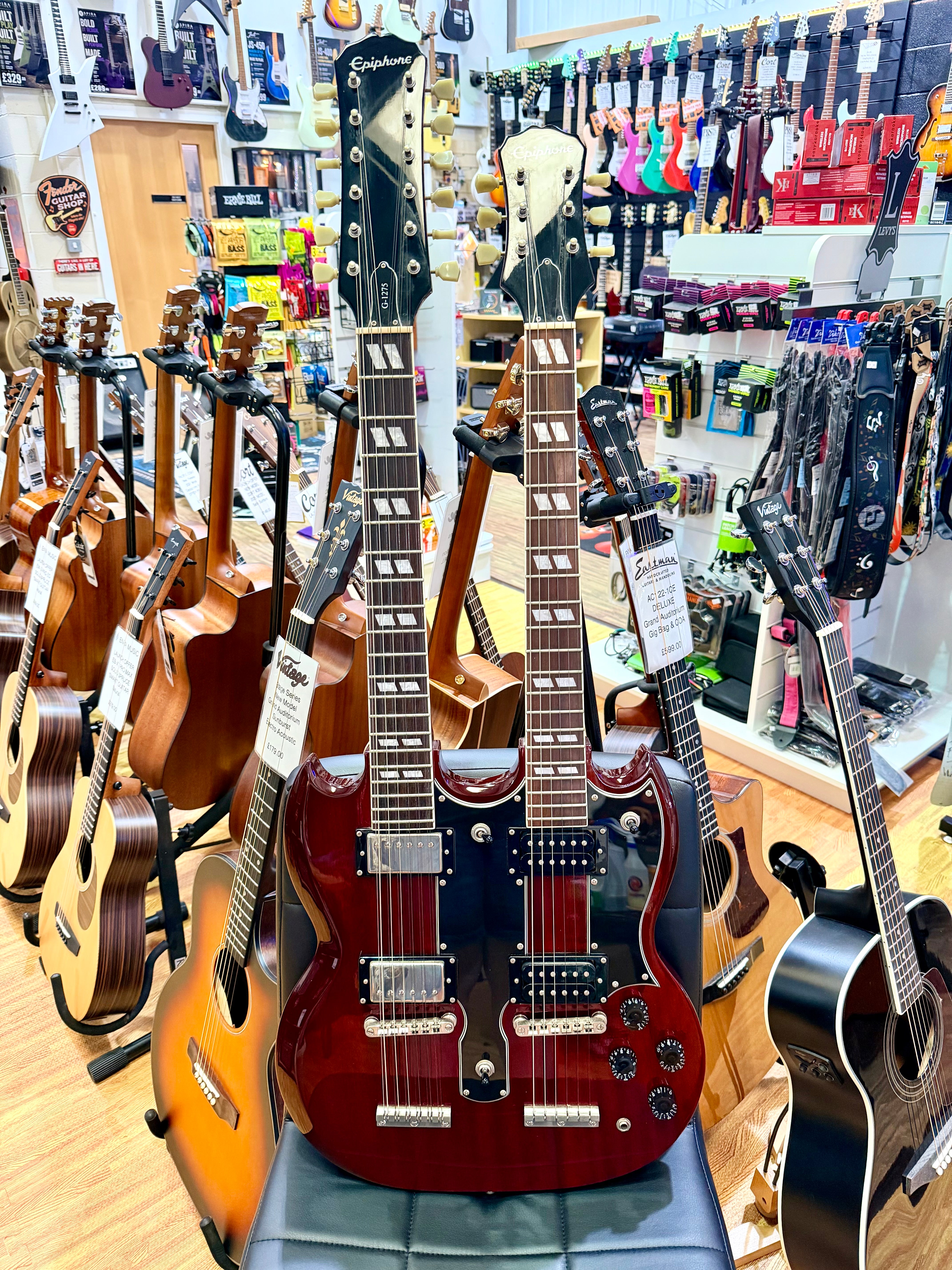 ⚡️RARE⚡️ Epiphone G-1275 Double Neck Cherry~ 2014 Limited Edition 6/12 String!