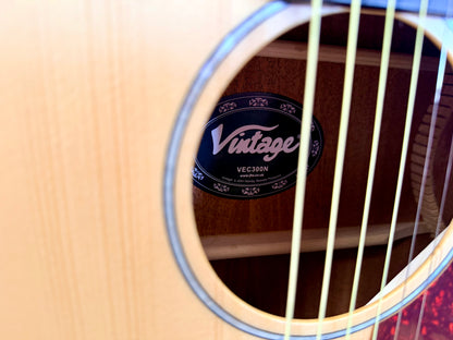 ⚡️NEW⚡️ Vintage VEC300N Stage Series Electro Acoustic Guitar~ Folk Cutaway!