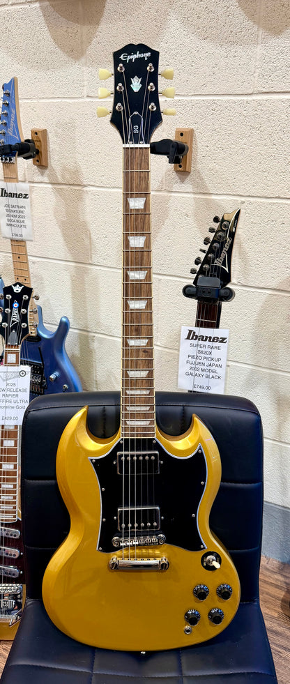 🌟2023 MINT🌟 Epiphone SG Traditional Pro~ UK Exclusive Metallic Gold~ Coil Tap!