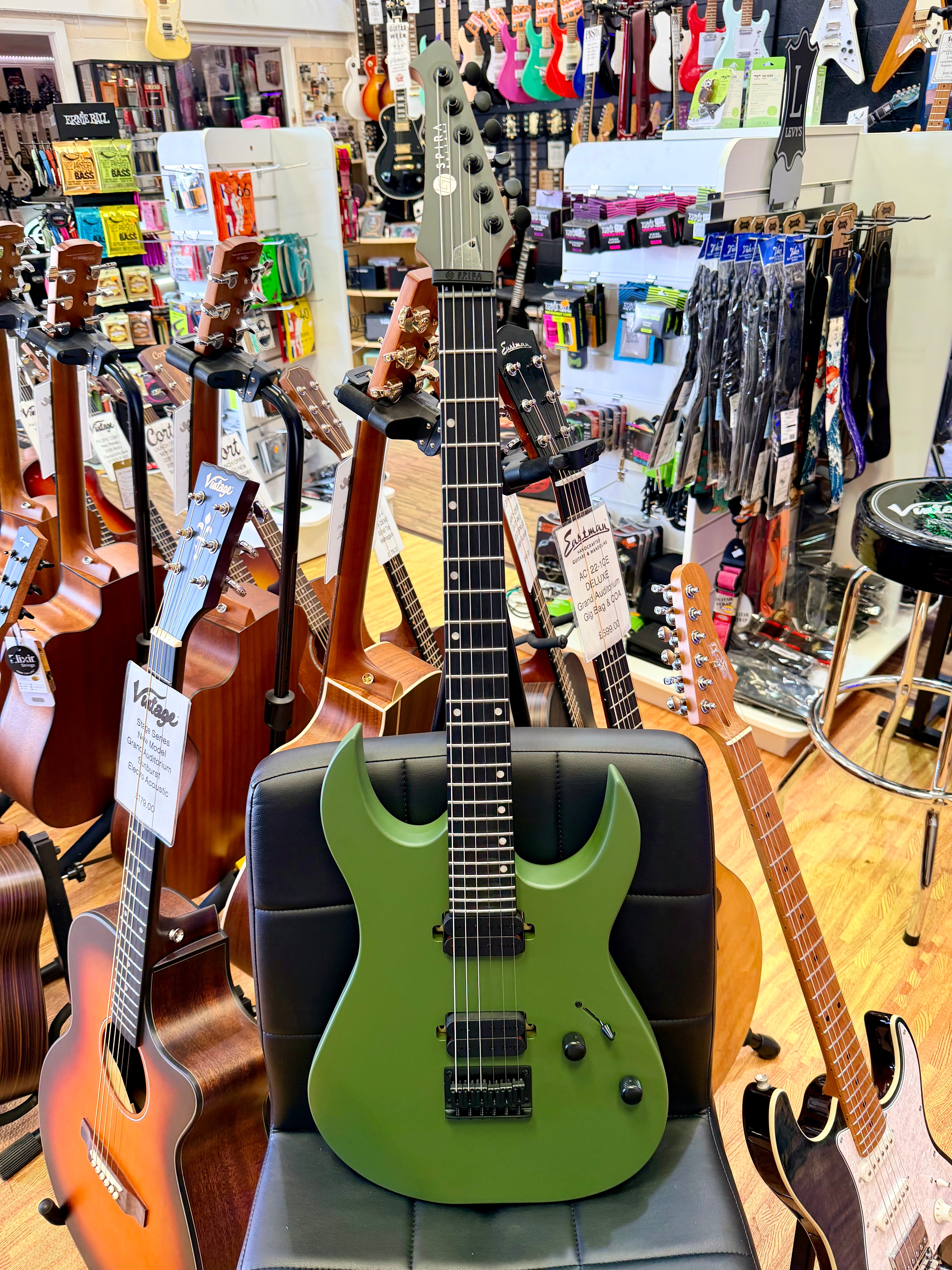⚡️NEW⚡️ Spira S-400 Satin Dark Green~ Electric Guitar HH~ Locking Tuners~ 2026!