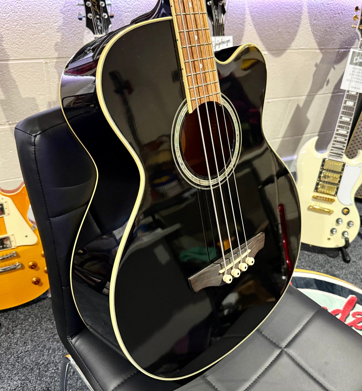 🌟ELECTRO-ACOUSTIC BASS 🌟 Takamine EGB2S-BK Gloss Black Bass~MINT!