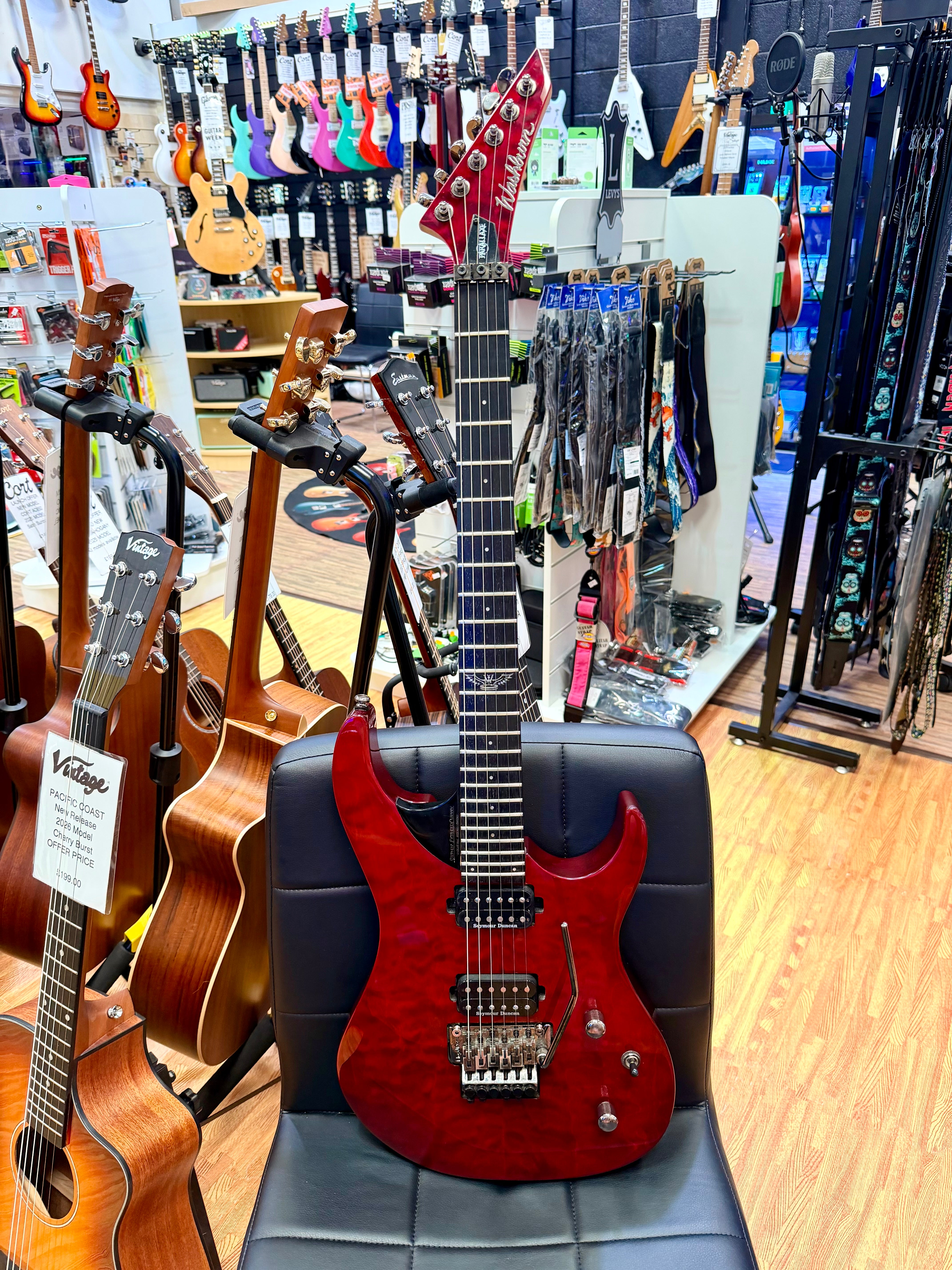 🔥RARE🔥 Washburn Parallaxe PXS10FRQTR Floyd Rose~ Seymour Duncan~ 2014~ Red