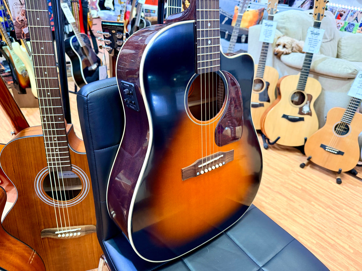Epiphone Inspired by Gibson J-45 Cutaway Electro-Acoustic~ Hiscox Case~ Sunburst