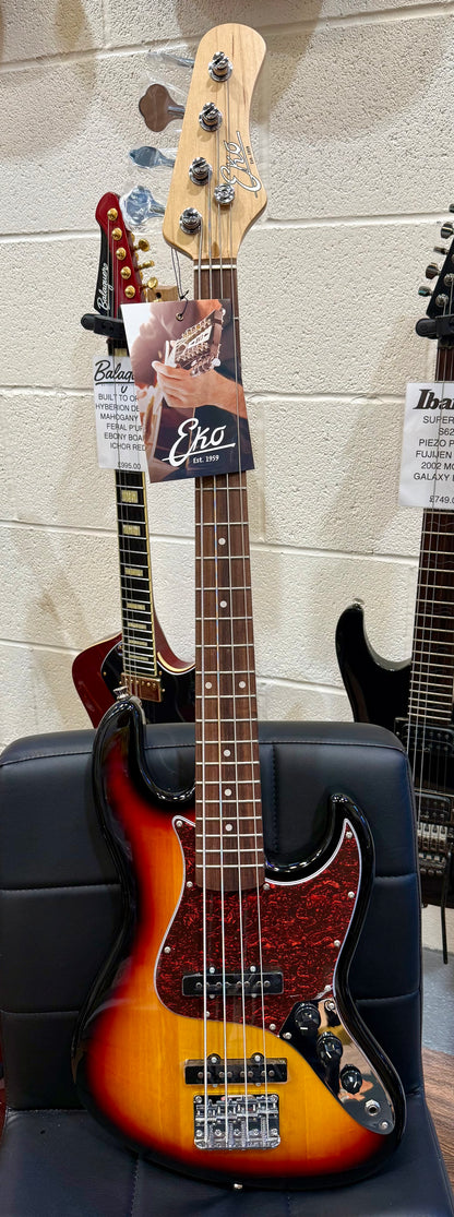 🌟BRAND NEW ~ SHORT SCALE🌟 Eko One VJB JB-100 3/4 Electric Jazz Bass Guitar~ Sunburst!