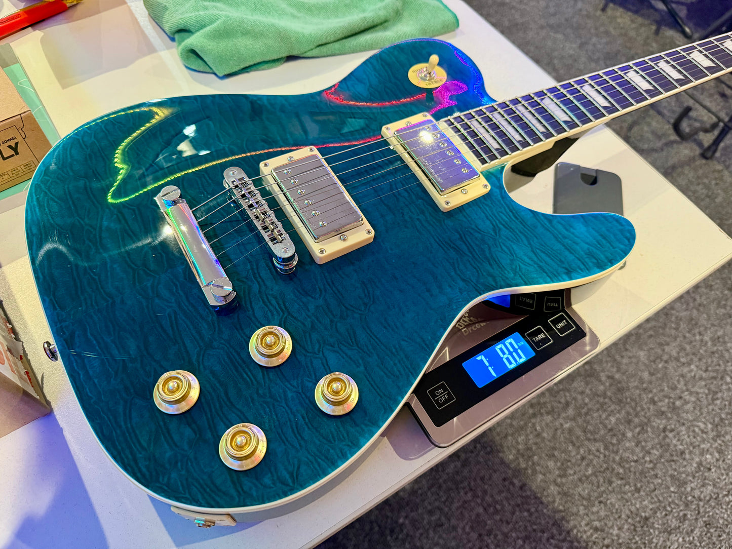 🌟 Jia Lescaster Hybrid Guitar~ Les Paul & Telecaster~Northern Lights Quilted 🌟