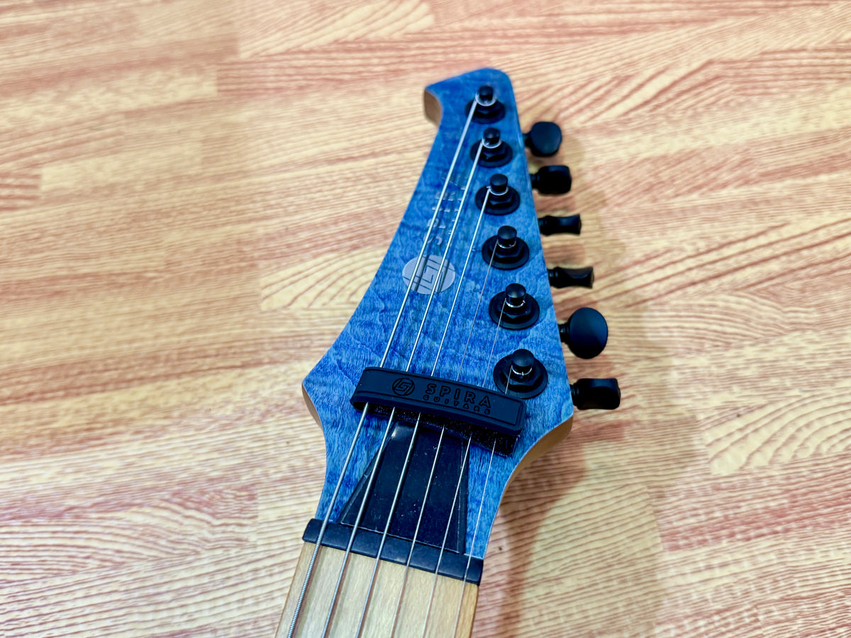 Spira Guitars T-450 TDB~ Trans Blue Flame Maple~ Villain Custom Humbuckers~ NEW