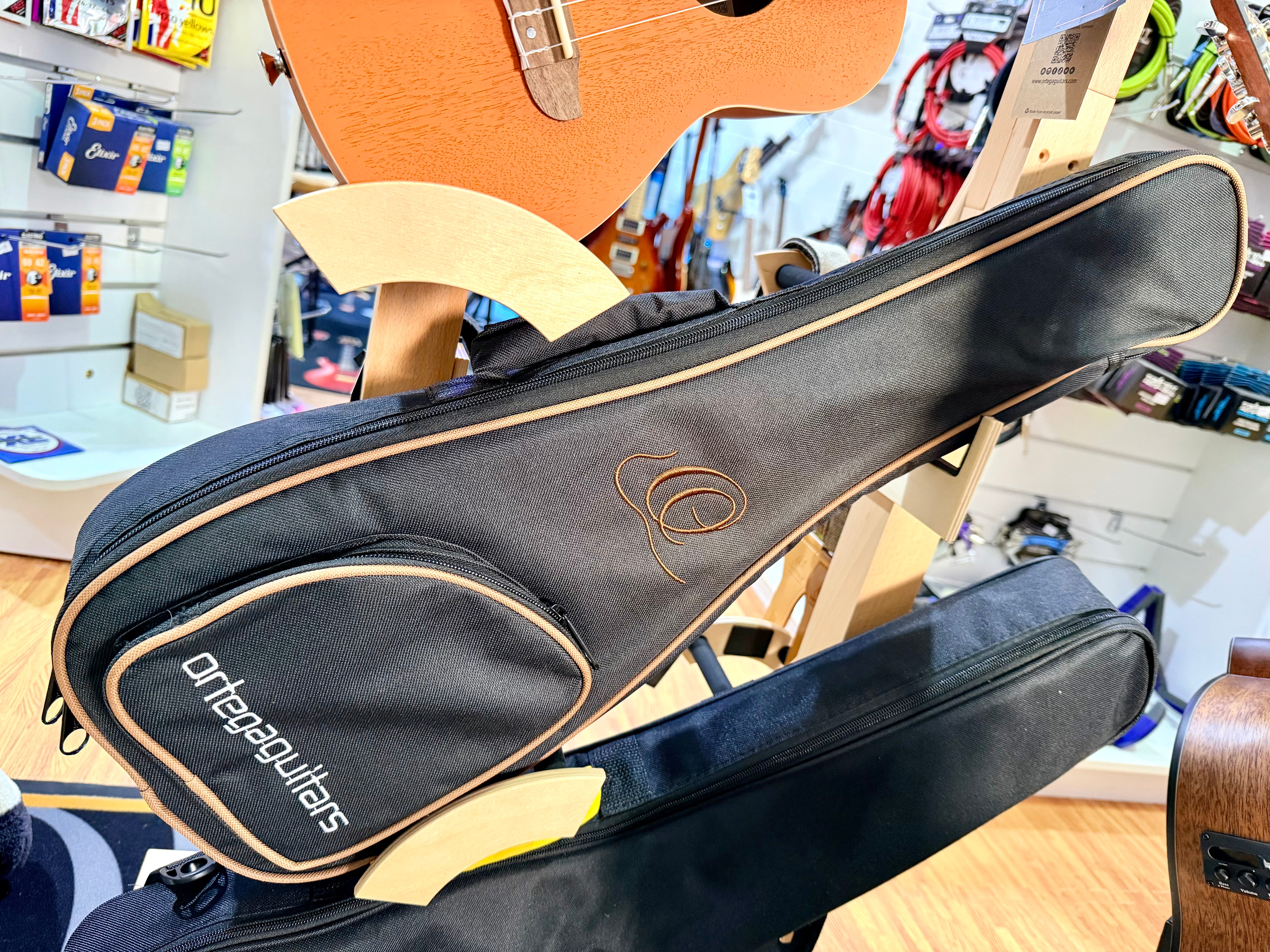 🔥NEW 2025🔥 Ortega Concert Ukulele~ Element Series Metallic Black Sparkle~ Gig Bag