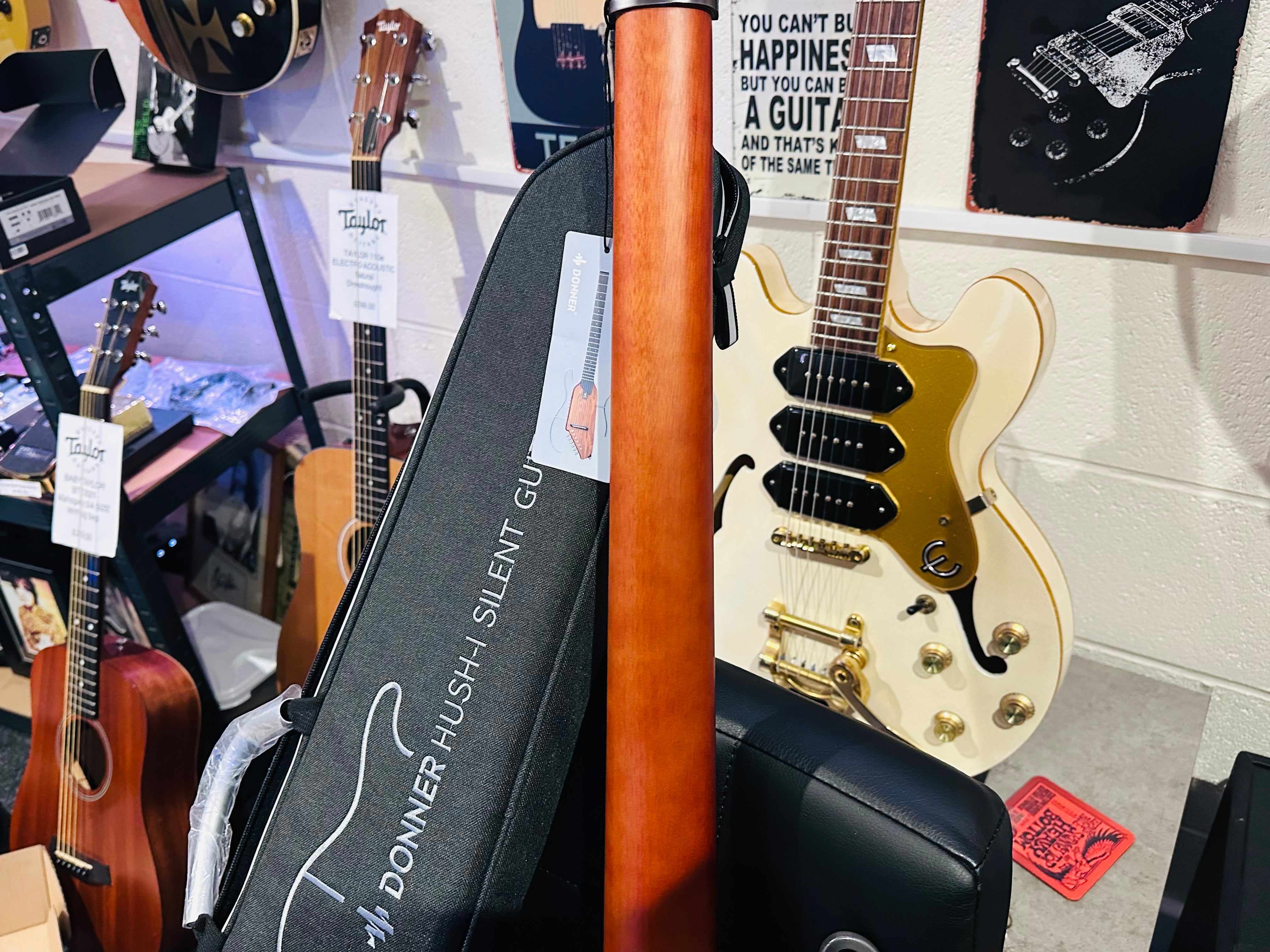 🌟NEW🌟 Donner HUSH-I Electro Acoustic Silent Travel Headless Guitar~ Mahogany!