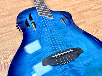 🔥NEW🔥 Ortega TourPlayer Deluxe RTPDLX-FMA Nylon Electro-Acoustic Guitar Blue!