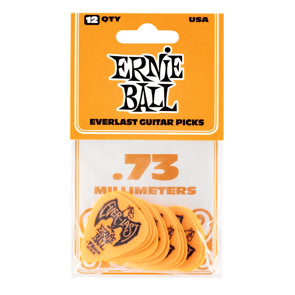 Ernie Ball Everlast Picks- 0.73mm Orange 12 Pack