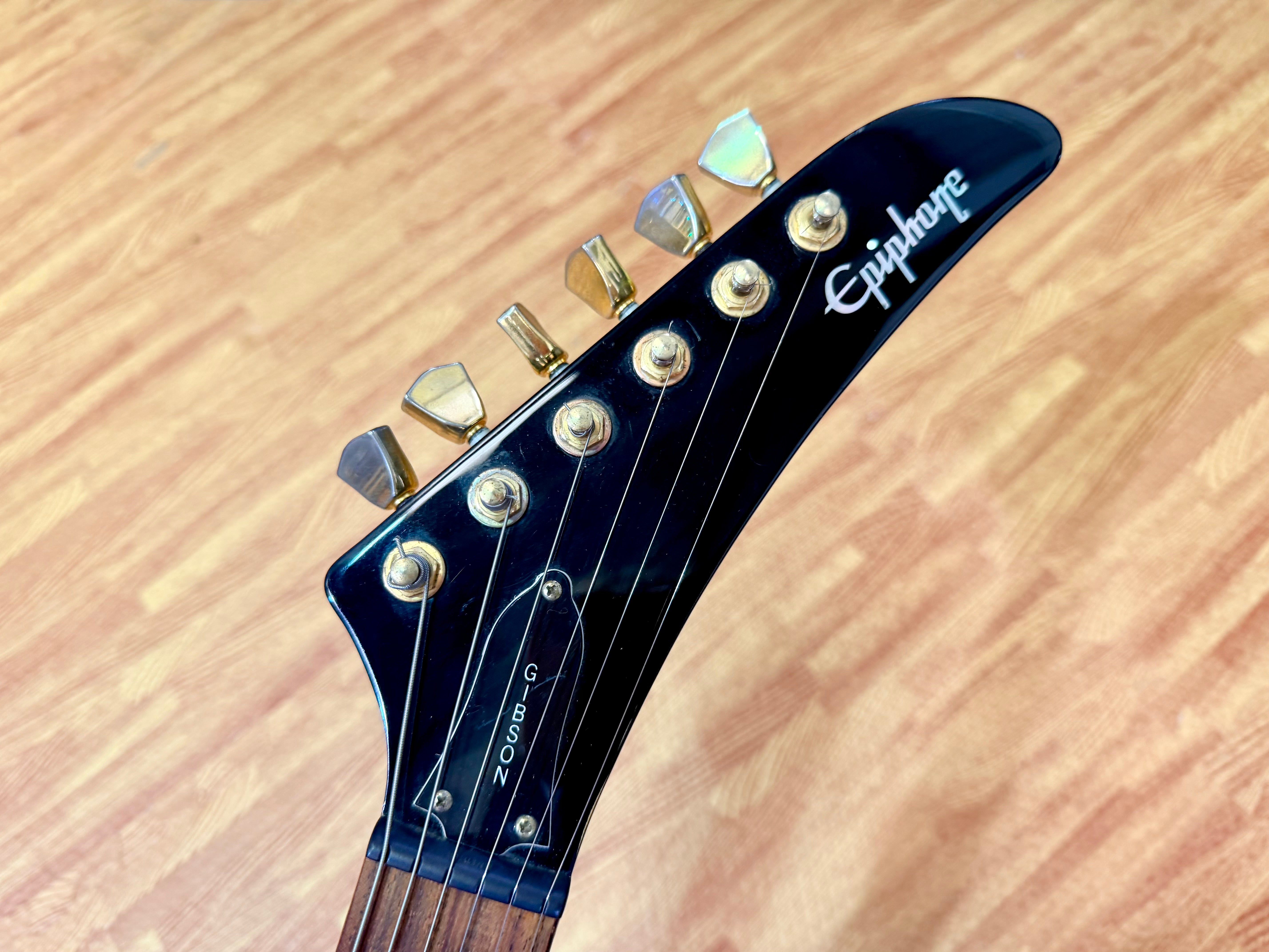 ⚡️2001⚡️ Epiphone ‘58 Explorer Black~ Korean Made 1958 ~ Gold Hardware~ Unsung MIK!