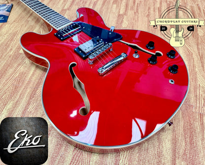 🍒LATEST 2026🍒 EKO Fusion Cherry Red Semi-Hollow Electric Guitar~ 335 Style!