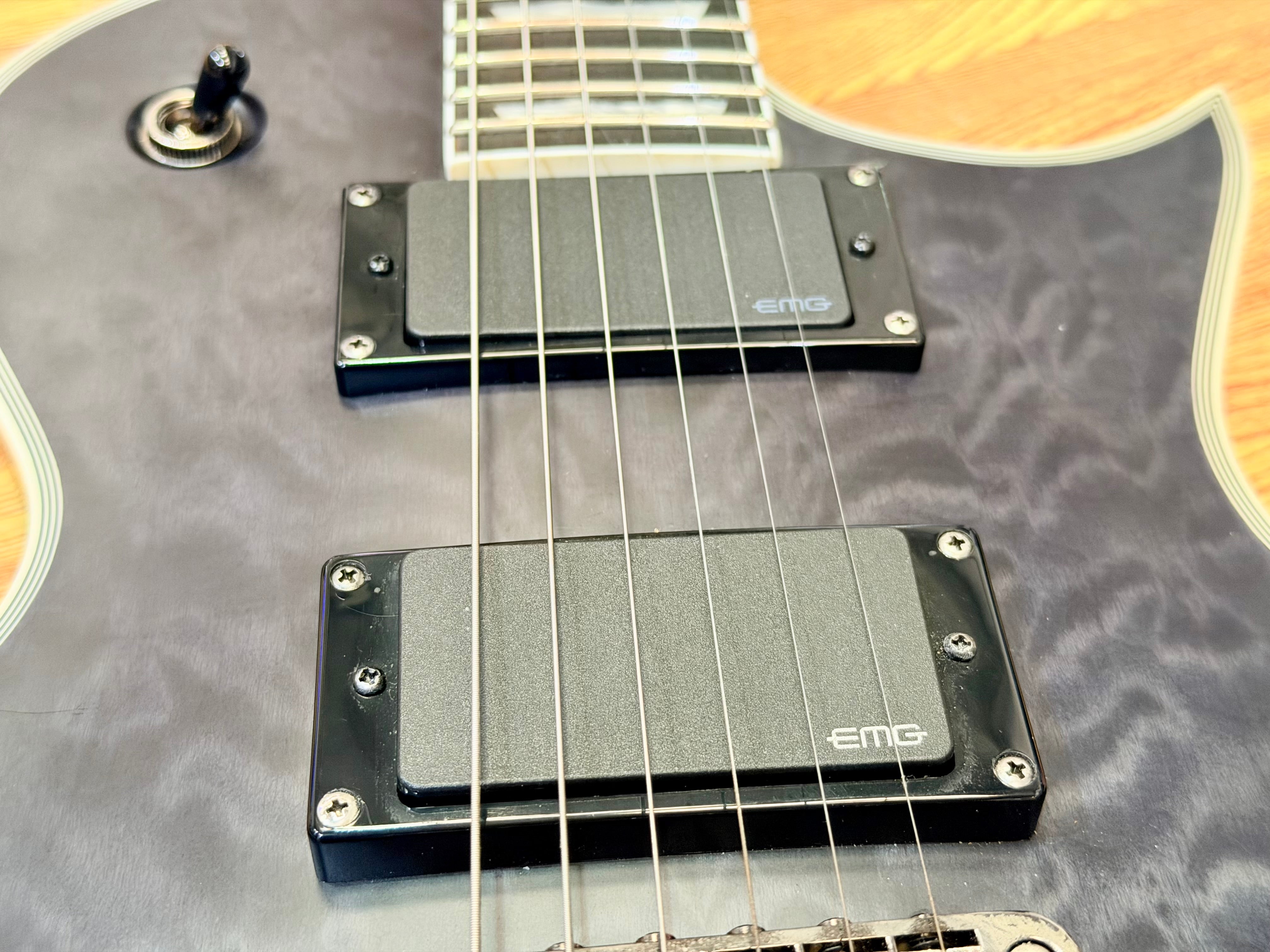 🔥MINT🔥 ESP LTD EC-401QM See Thru Black Satin~ EMG 81/60 Electric Guitar~ 2021!