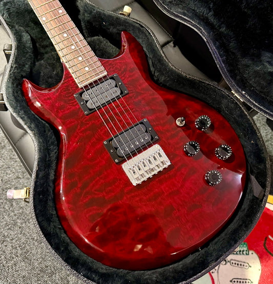 🔥RARE🔥 Ibanez AX220QM Double Cut~ Made In Korea~ 2000~ Hard Case~ Trans Red!