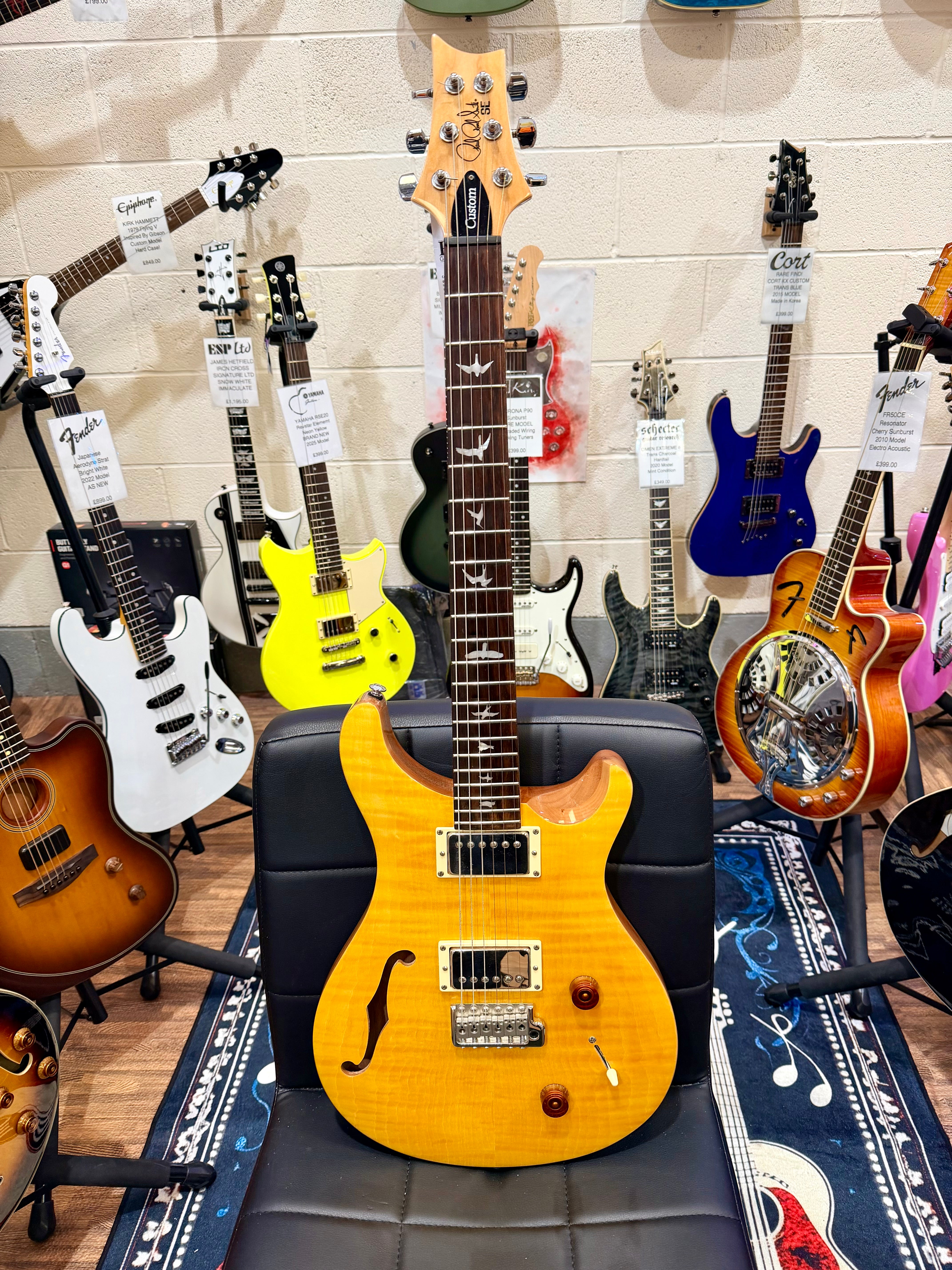 ☀️2023☀️ PRS SE Custom 22 Semi-Hollow in Santana Yellow~ Bare Knuckle Pickups!