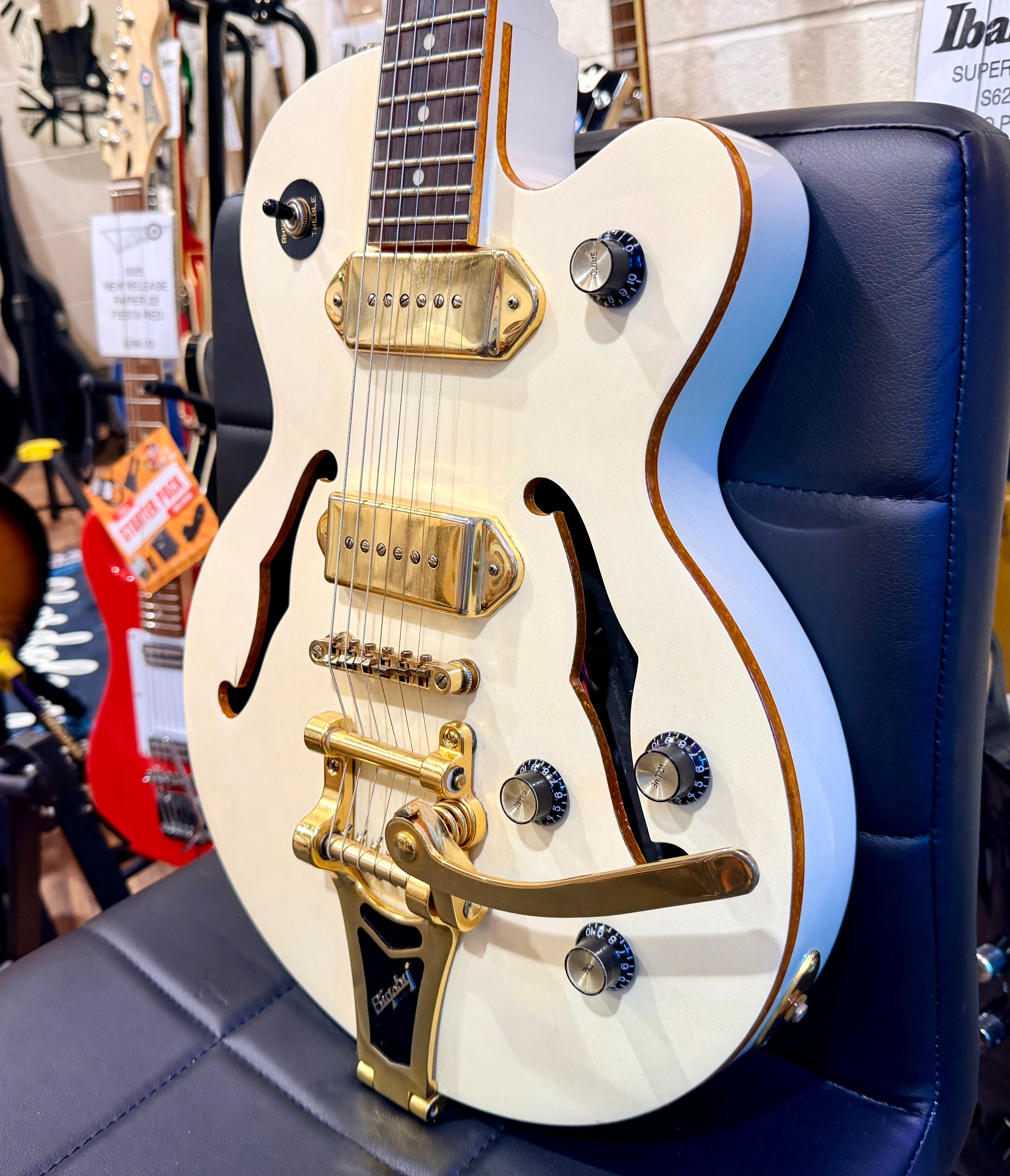 🌟2015🌟 Epiphone Wildkat Royale~ Custom Shop Ltd Ed~ Pearl White~ Semi-Hollow!