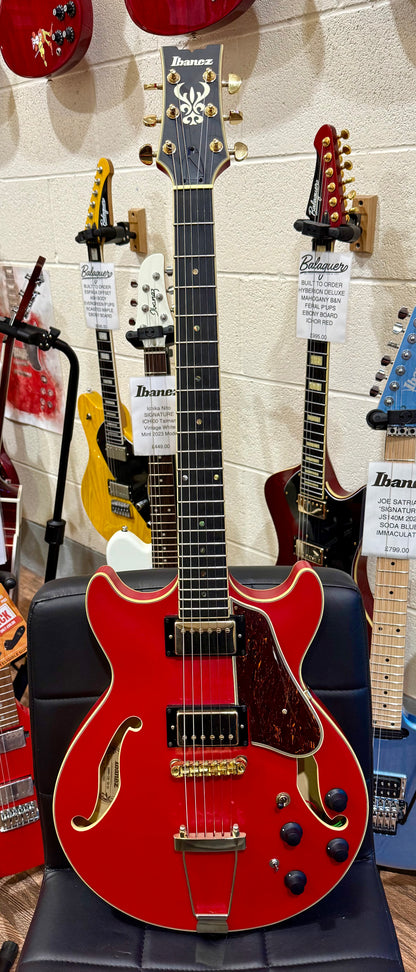 🌟2022 EX-DEMO🌟 Ibanez AMH90-CRF Artcore Expressionist~ Cherry Red Flat~ MINT!
