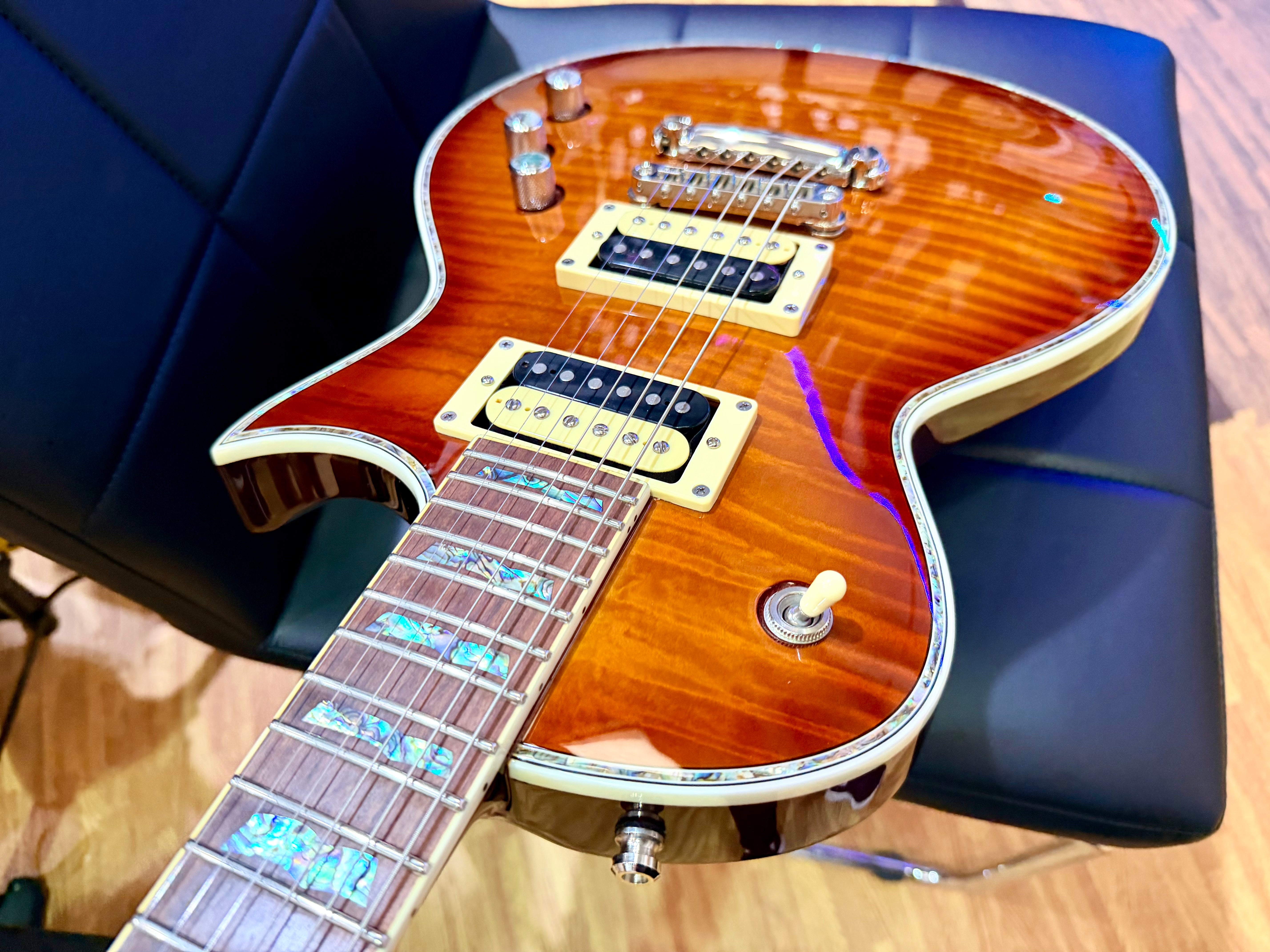 🔥2018🔥 ESP LTD EC-1000 Deluxe Amber Sunburst Electric Guitar + Case~ Abalone!