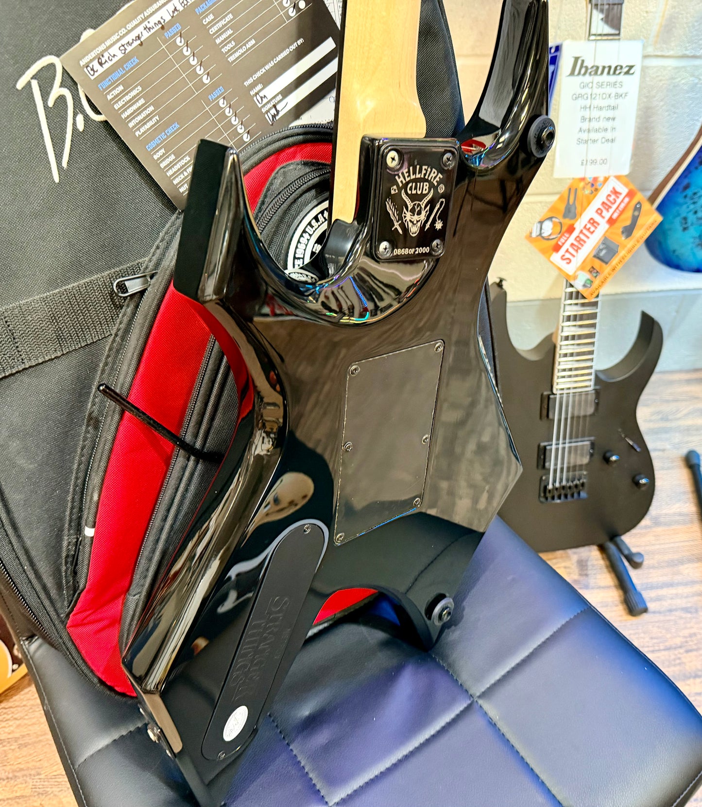 🔥868/2000🔥 BC Rich Warlock~ Stranger Things NJ Model~ Eddies ‘Hellfire’ + Bag!