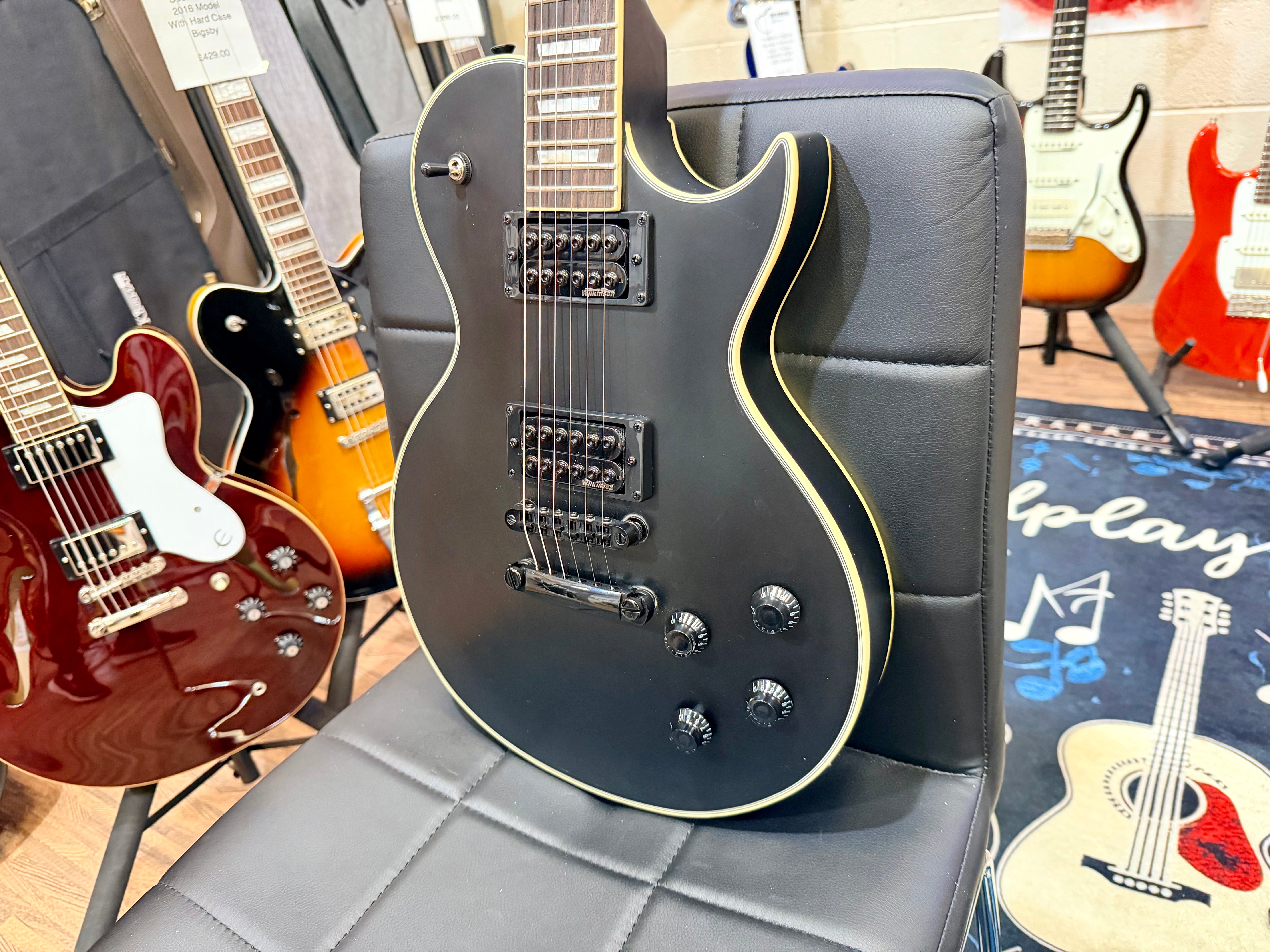 🔥B-STOCK DEAL🔥 NEW Vintage V100 VMX Electric Guitar~ Satin Black Les Paul!