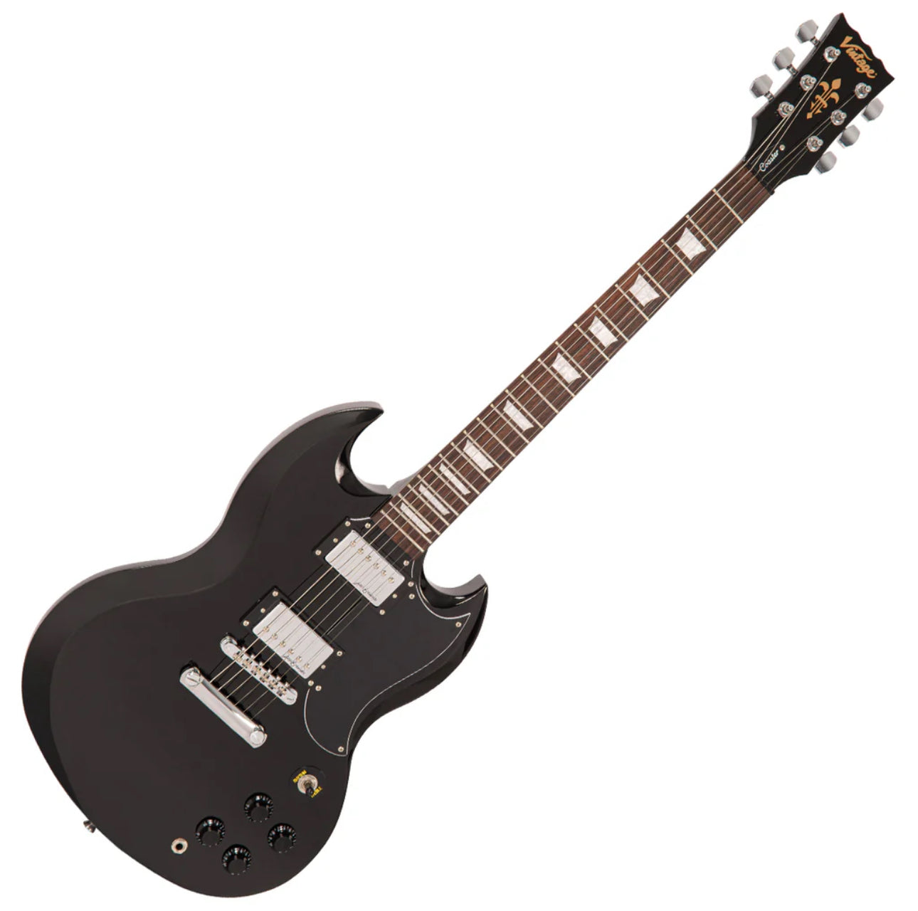Vintage V69 SG Style Coaster Series Electric Guitar Pack ~ Boulevard Black