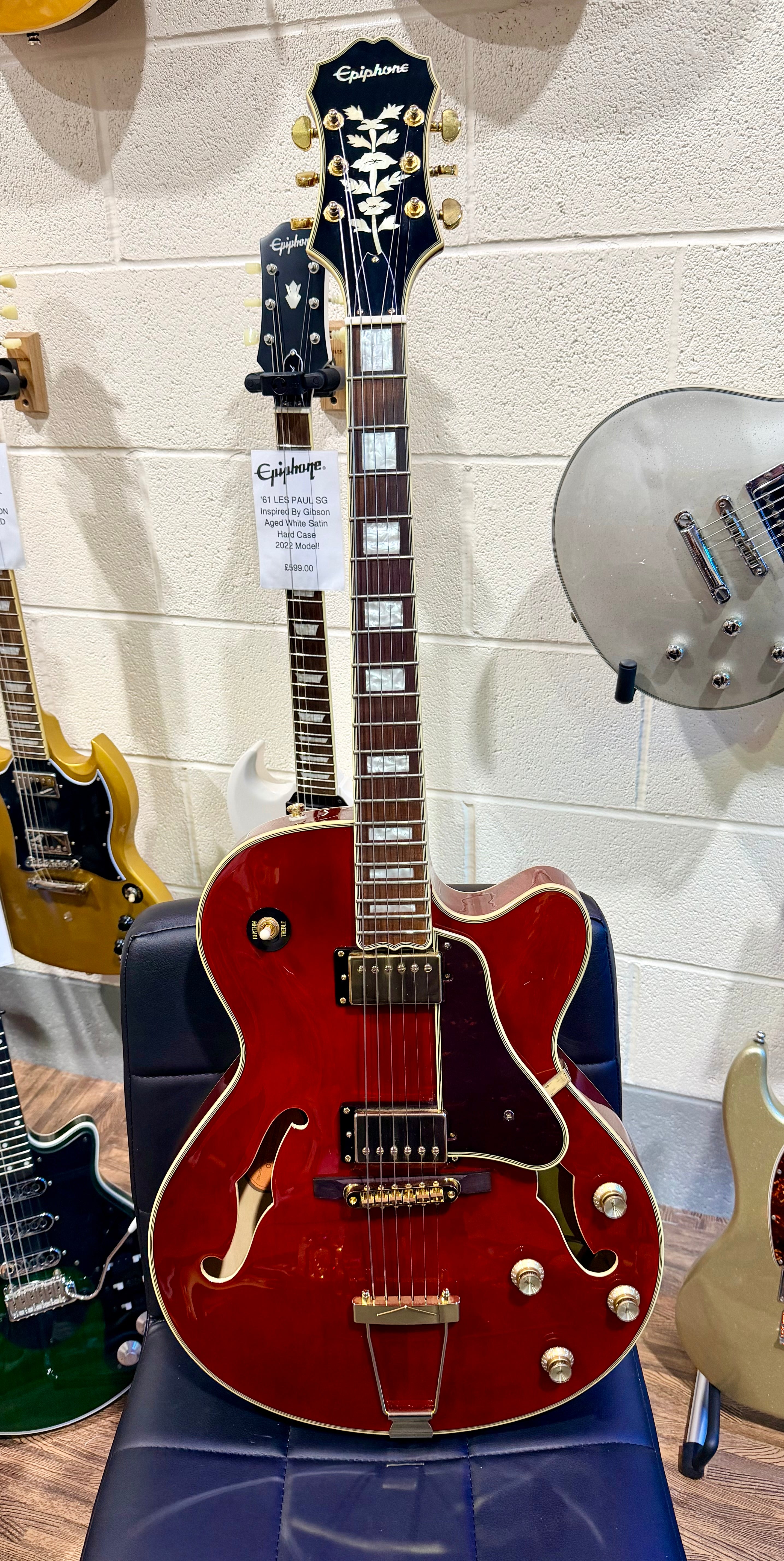 🔥MINT 2019🔥 Epiphone Joe Pass Emperor II Pro~ Rare Wine Red Hollowbody + Hard Case