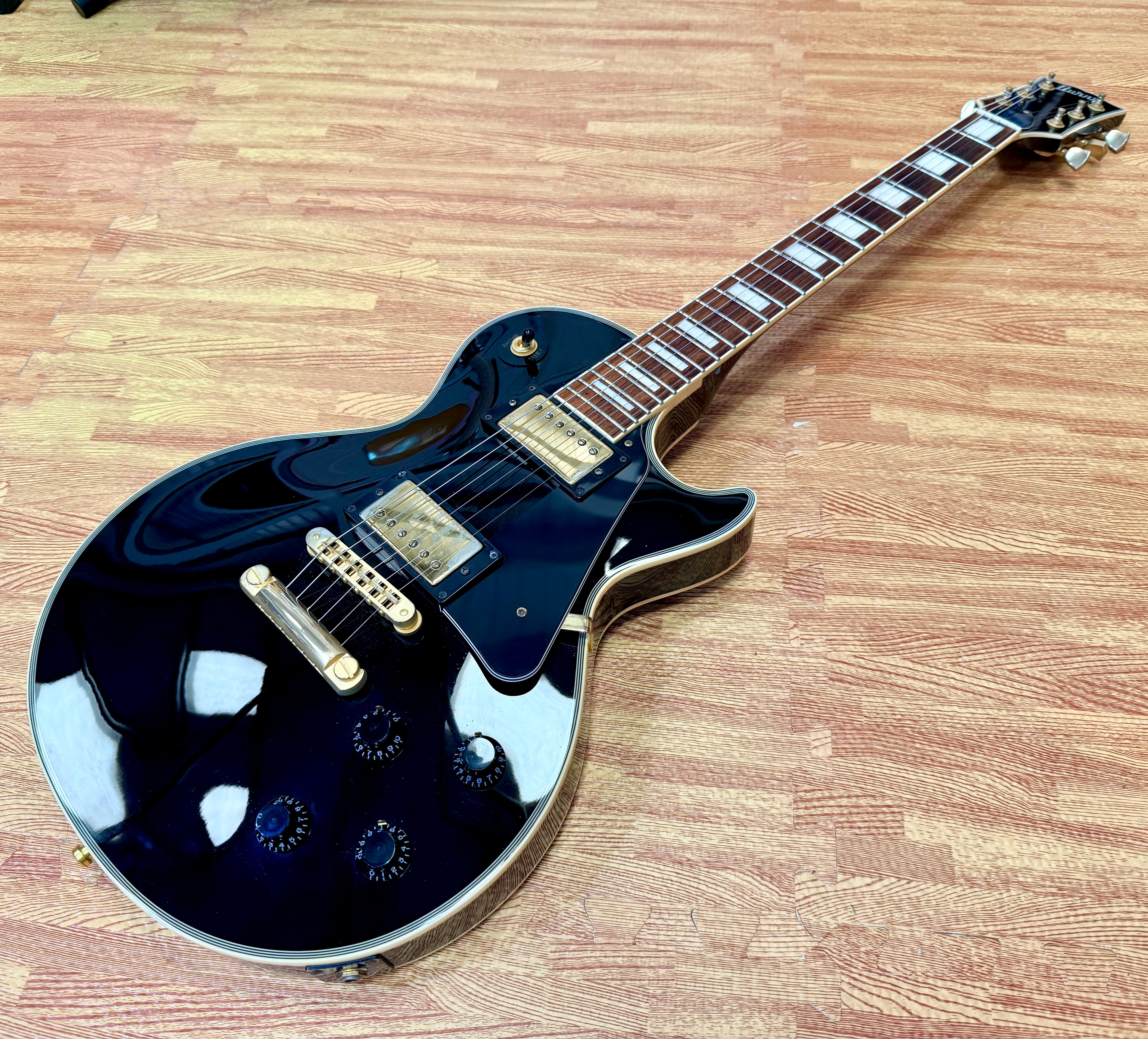 🔥2015🔥 Burny SRLC-55 Black Les Paul Custom~ Gold Hardware~ Japanese Import!