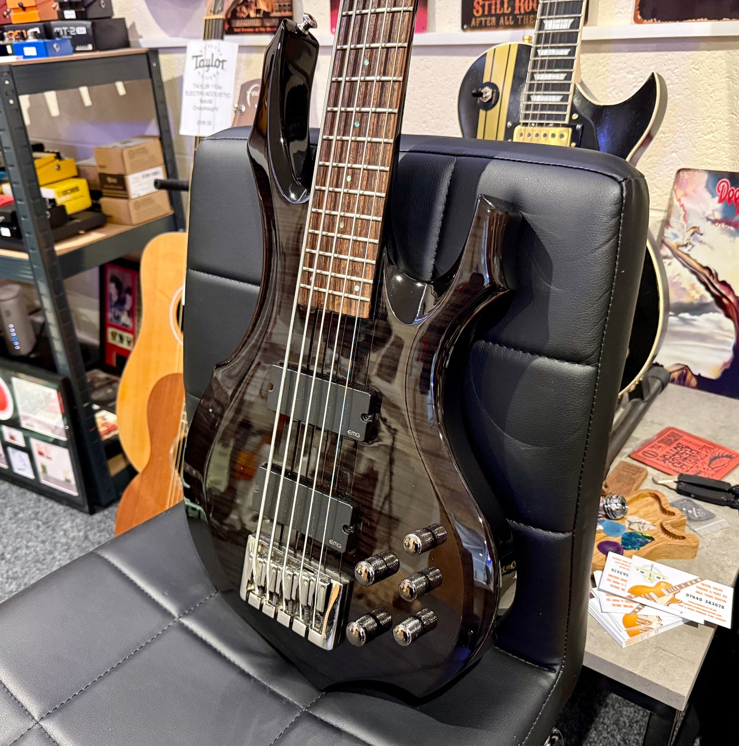 🔥5 STRING BASS🔥 ESP Ltd F-415FM~ See Thru Black~ EMG Pickups~ Electric Bass!