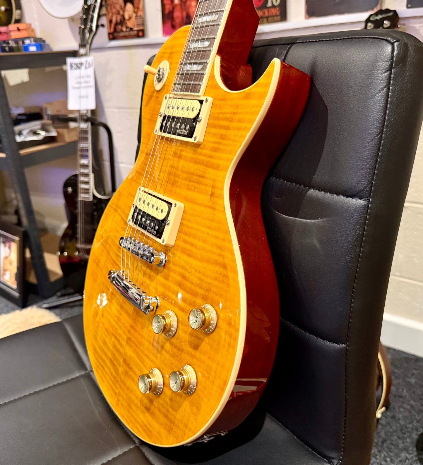 🌟MINT🌟 Vintage V100AFD Flamed Amber Paradise Electric Guitar~ Slash Les Paul!