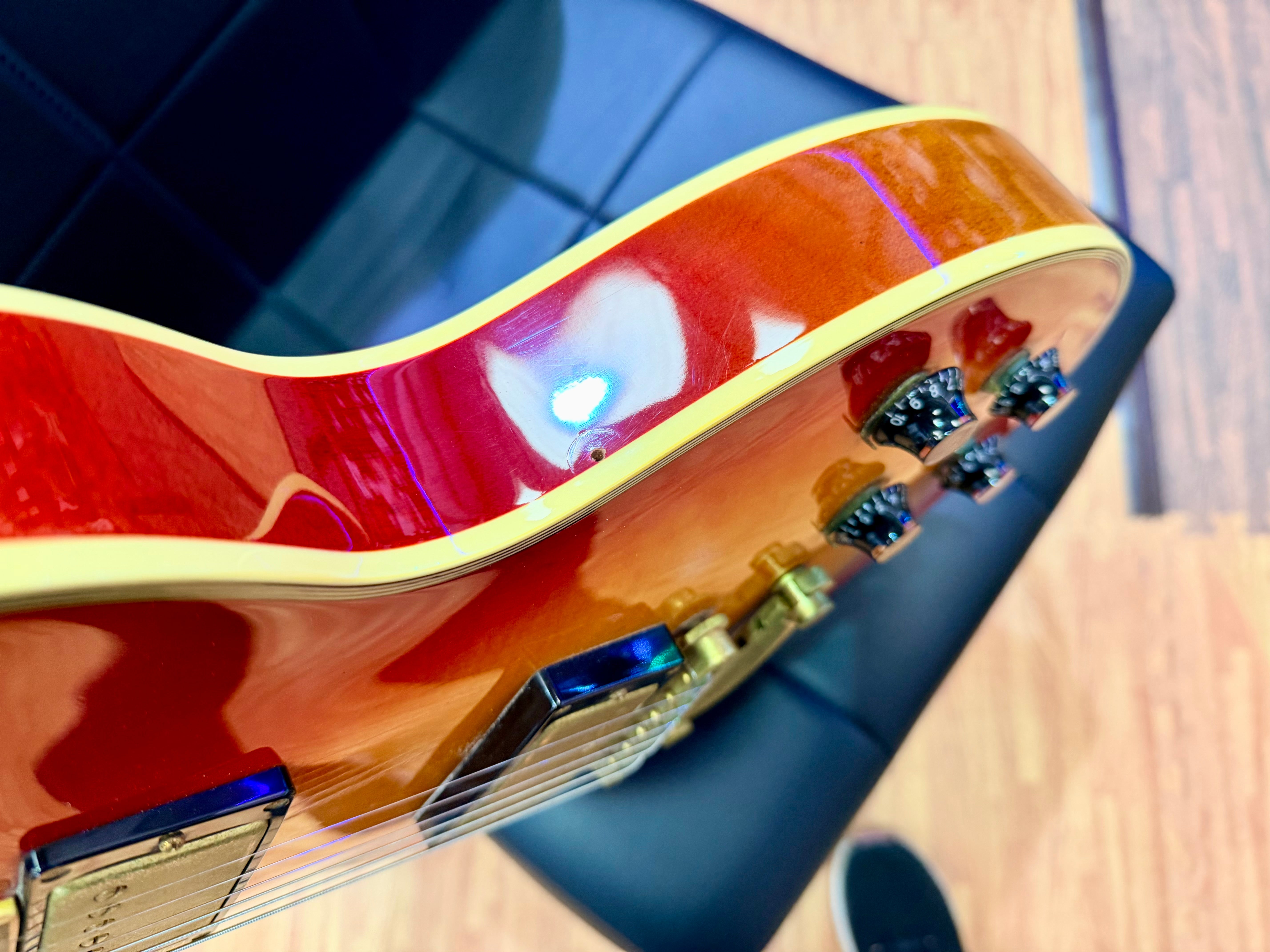 🔥1980’s MIJ🔥 Burny Les Paul Custom~ Cherry Sunburst~ Ebony~ Japan Import 🇯🇵