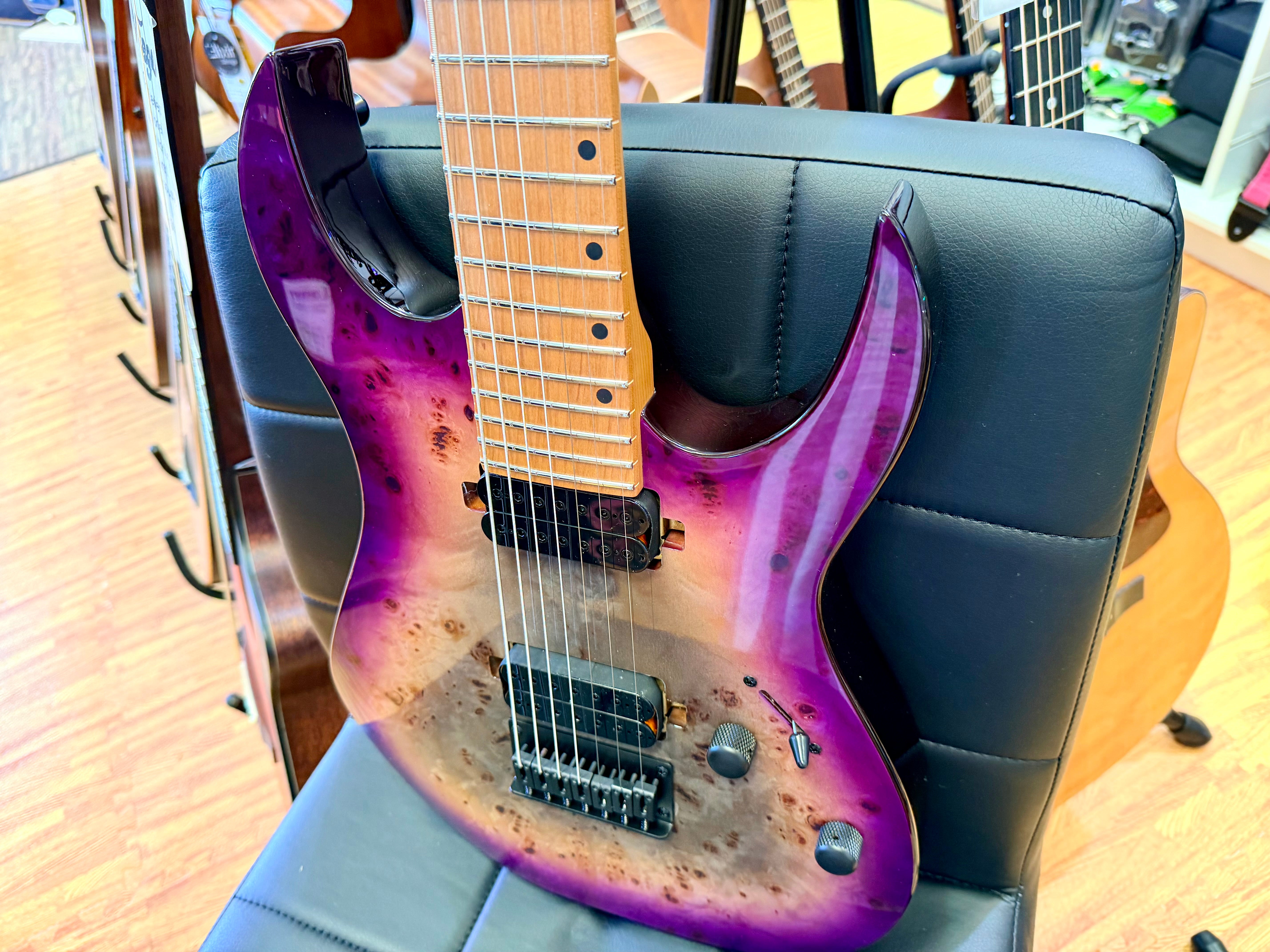 ⚡️NEW⚡️ Spira S-457 7 String Trans Purple~ Poplar Burl Top Electric Guitar~ 2026