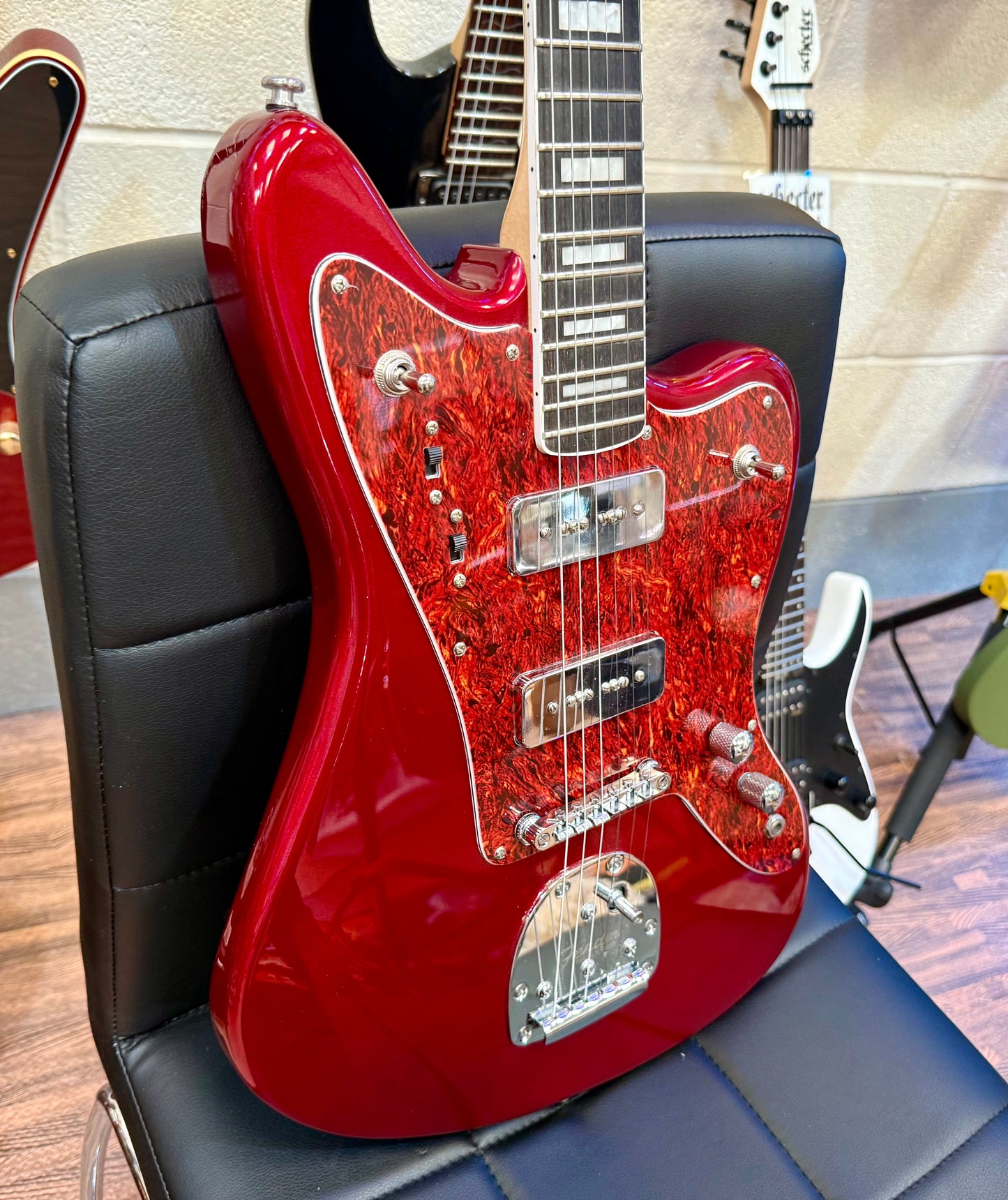 🎸 Custom Made Jaguar Offset Electric Guitar~ Metallic Red~ Soapbar P90’s 🎸