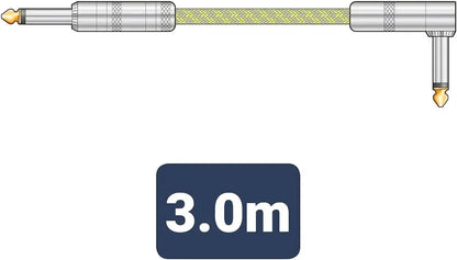 Citronic Braided Instrument Cable Straight/Angle Guitar Lead- Tweed 3m