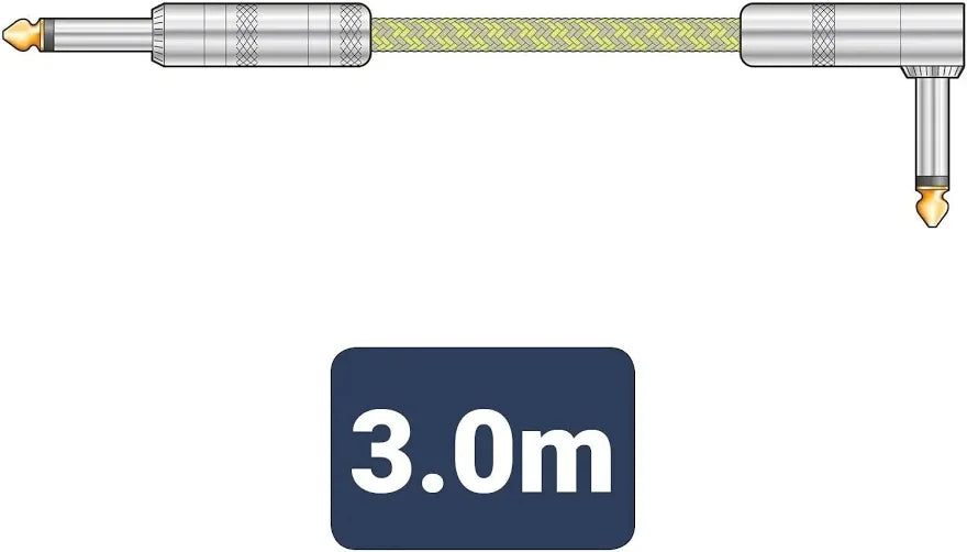 Citronic Braided Instrument Cable Straight/Angle Guitar Lead- Tweed 3m