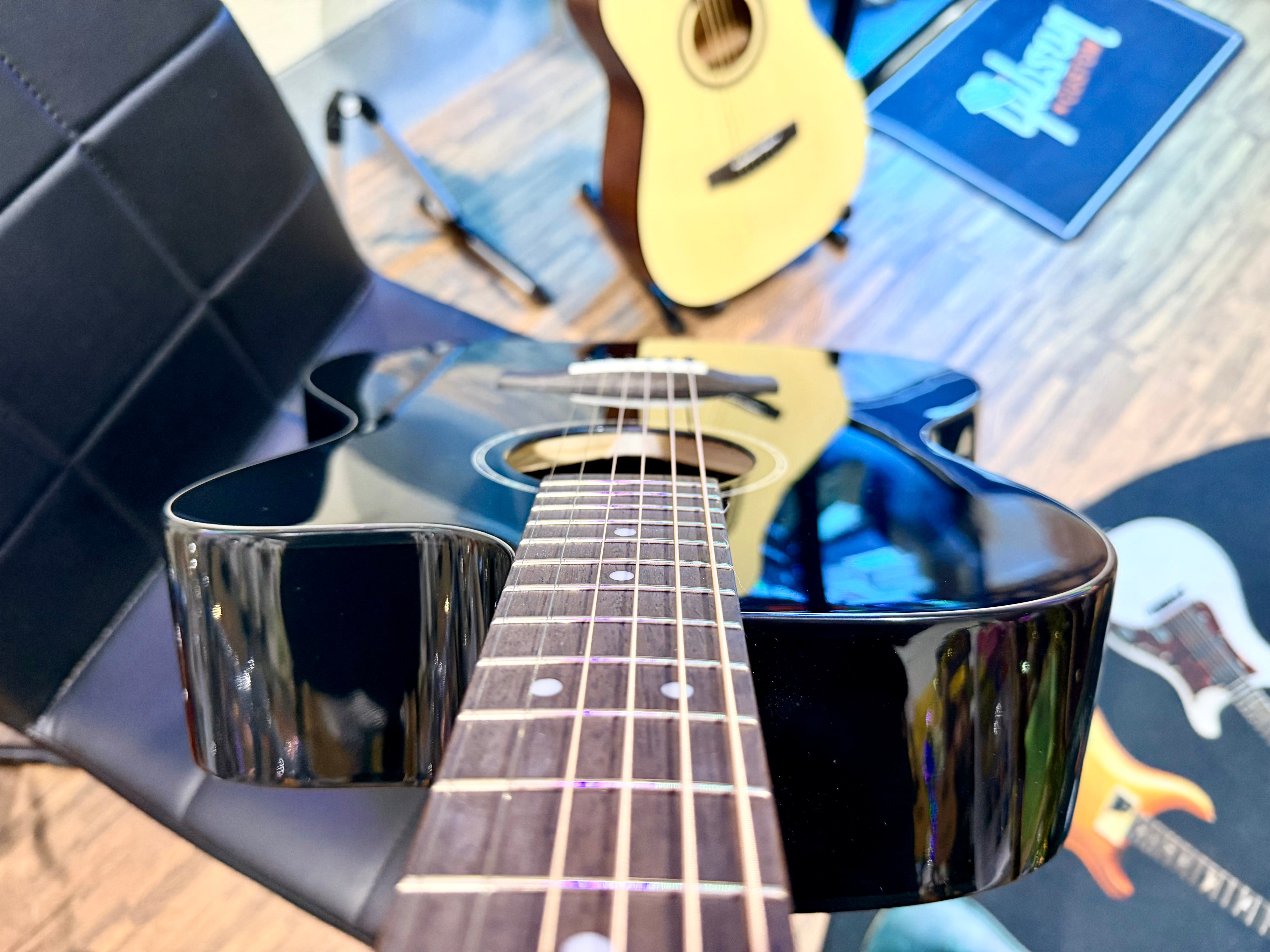 🌟NEW 2025🌟 Cort L60ce Electro Acoustic Guitar~ Gloss Black~ Orchestra Cutaway!