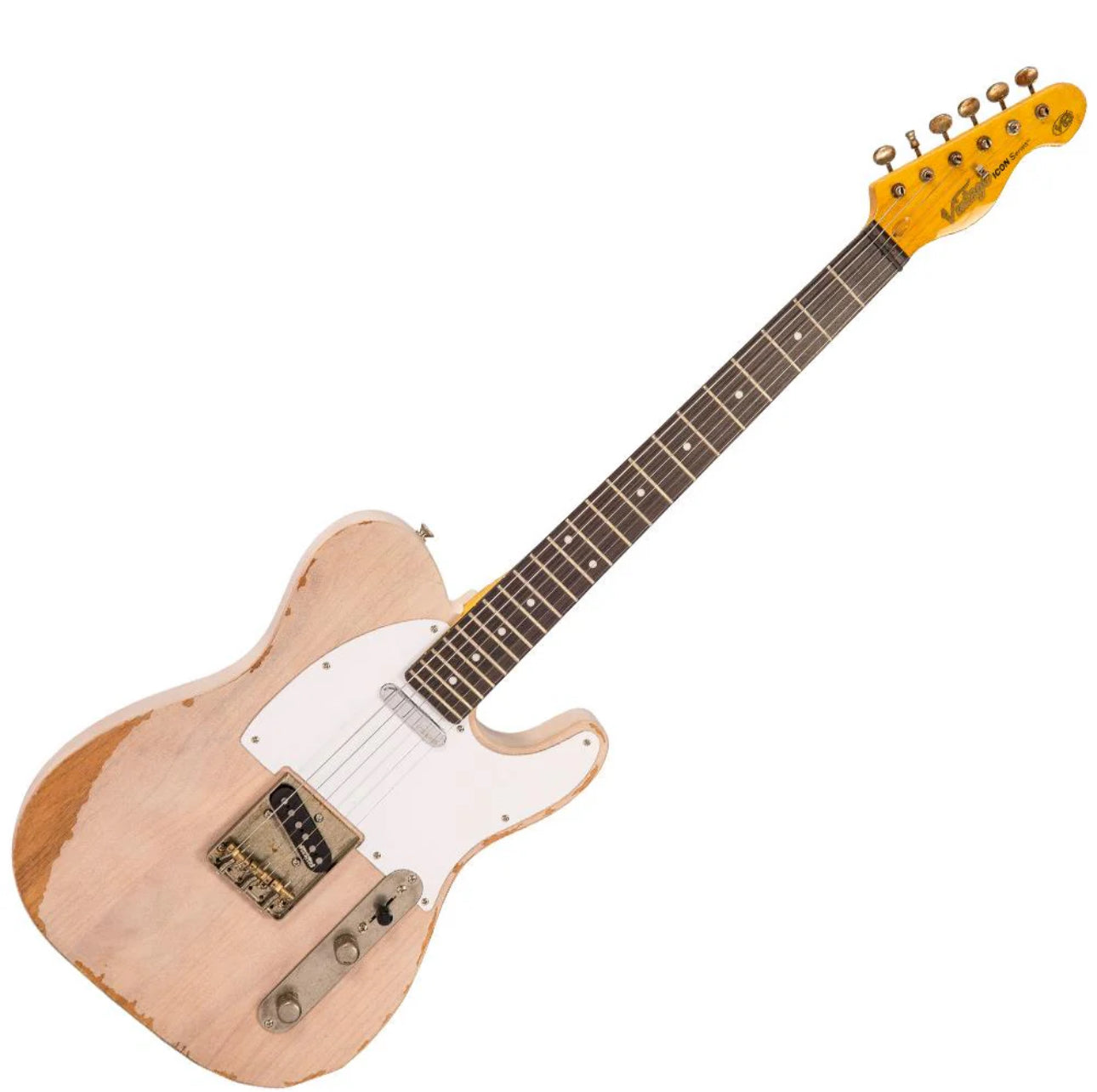 Vintage V62 ICON Telecaster Electric Guitar ~ Distressed Ash Blonde