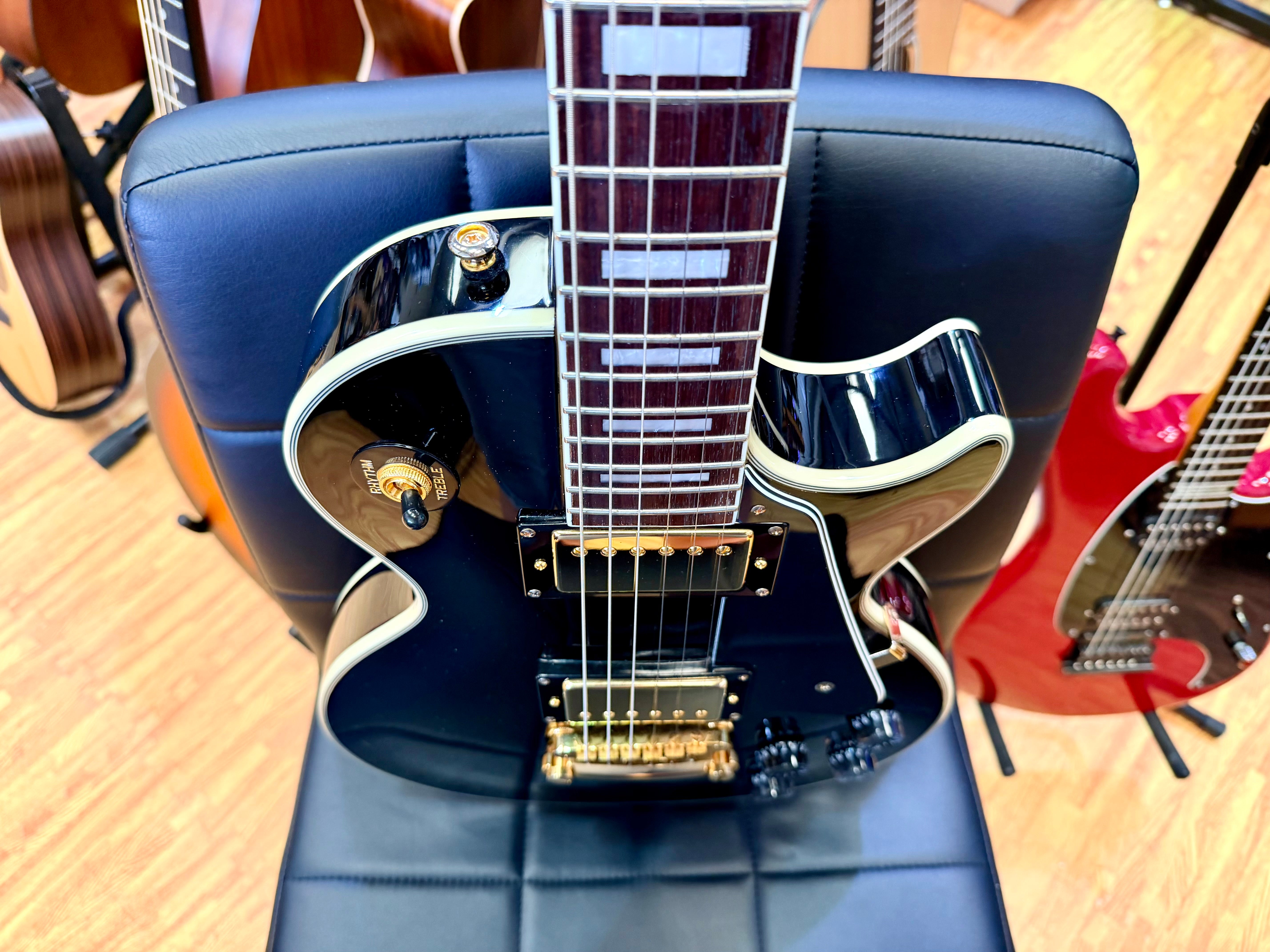 ✨2003✨ Epiphone Les Paul Custom~ Ebony~ Unsung Korea~ Black & Gold~ Cherished!