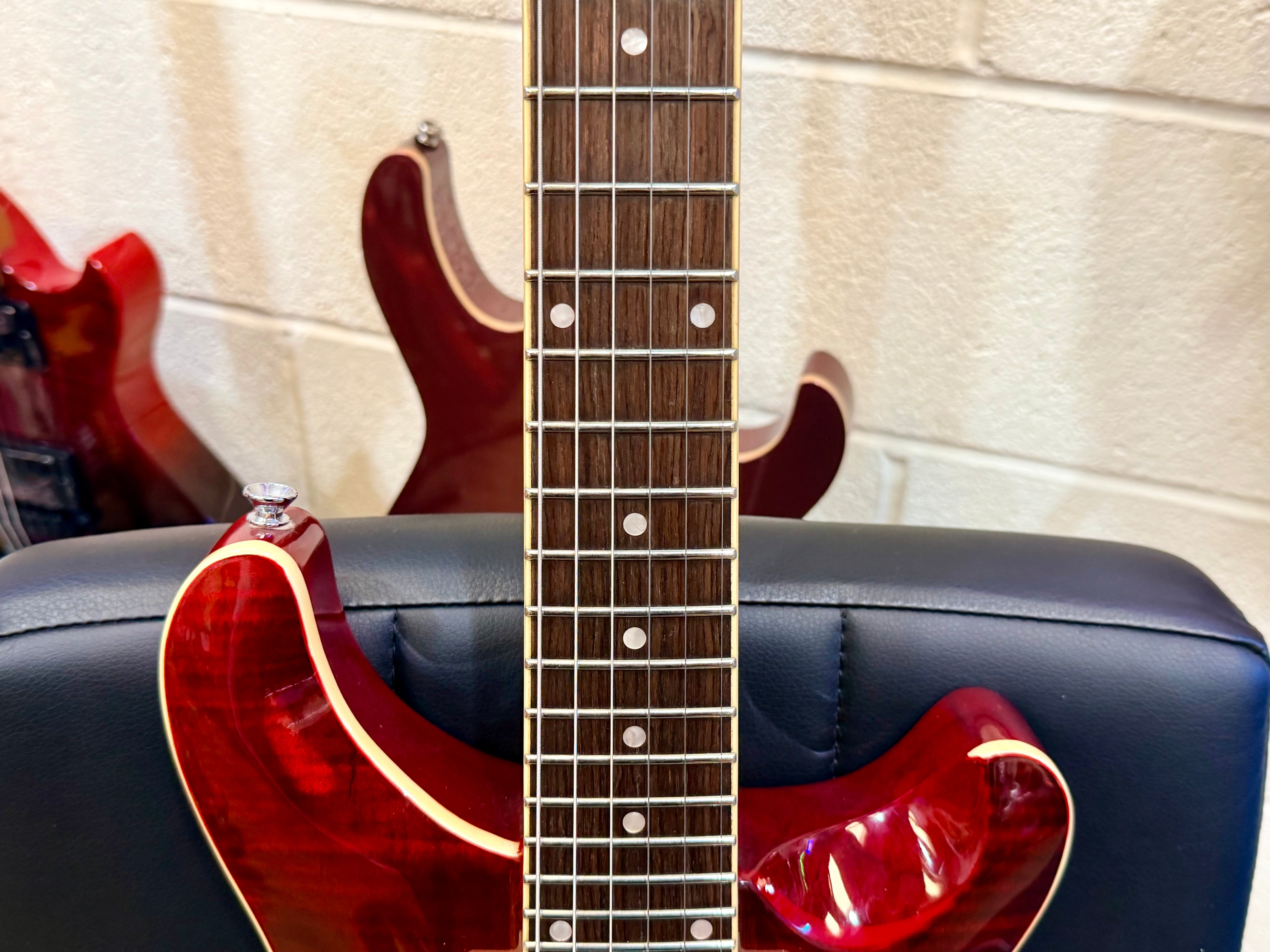 🔥UPGRADED🔥 Harley Benton CST-24 Deluxe~ Black Cherry Flame~ Bare Knuckle P’ups