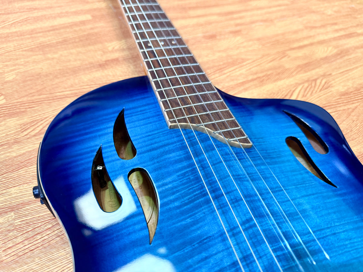 🔥NEW🔥 Ortega TourPlayer Deluxe RTPDLX-FMA Nylon Electro-Acoustic Guitar Blue!