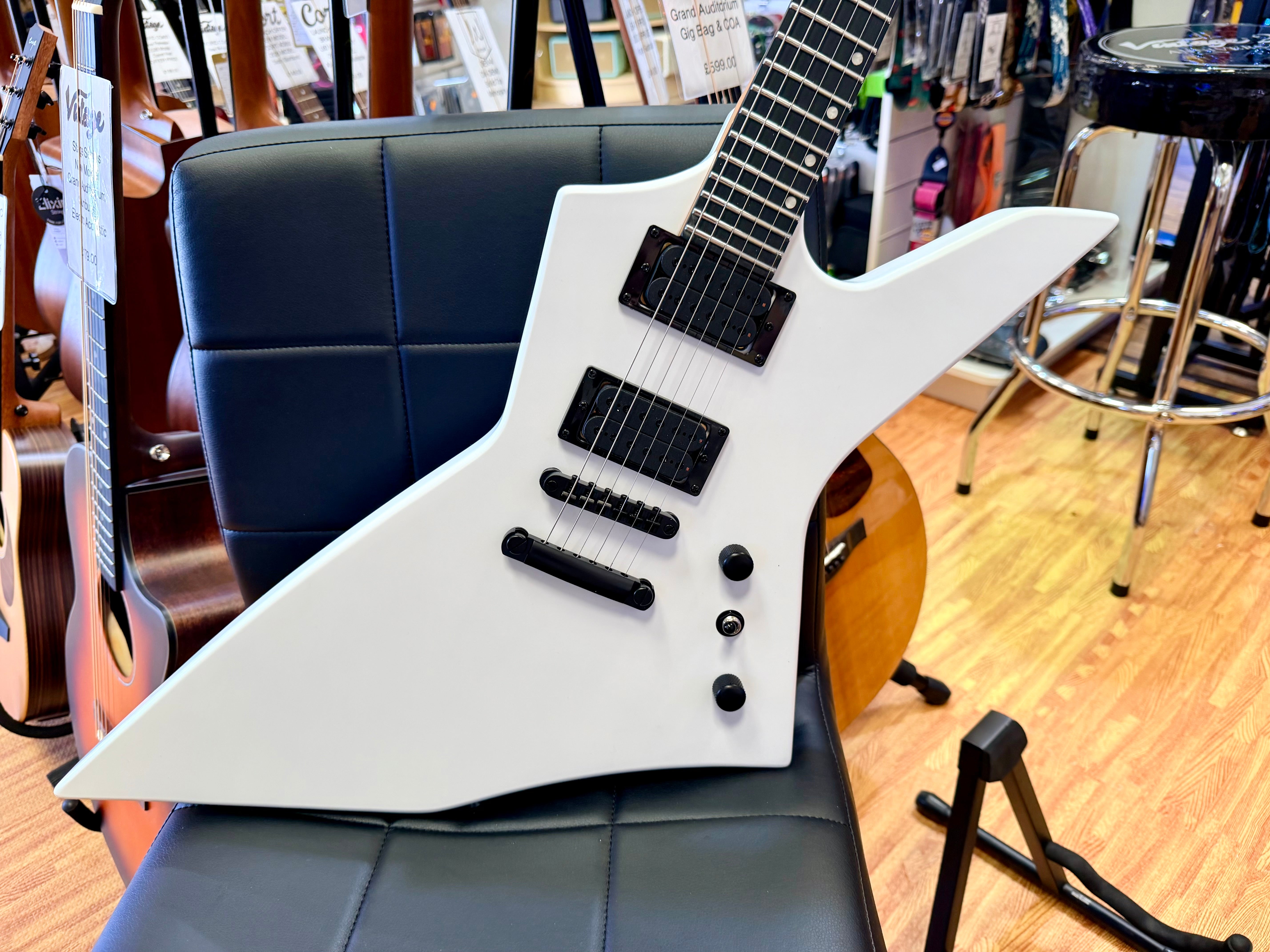 ⚡️NEW⚡️ Spira X-400 Satin White Offset Explorer Electric Guitar HH~ Roasted Neck