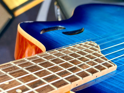 🔥NEW🔥 Ortega TourPlayer Deluxe RTPDLX-FMA Nylon Electro-Acoustic Guitar Blue!
